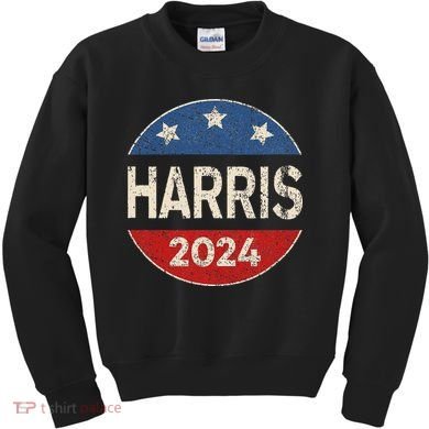 Kamala Harris 2024 For President Button Election Kids Sweatshirt