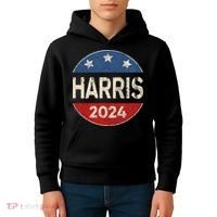 Kamala Harris 2024 For President Button Election Kids Hoodie thumb 4