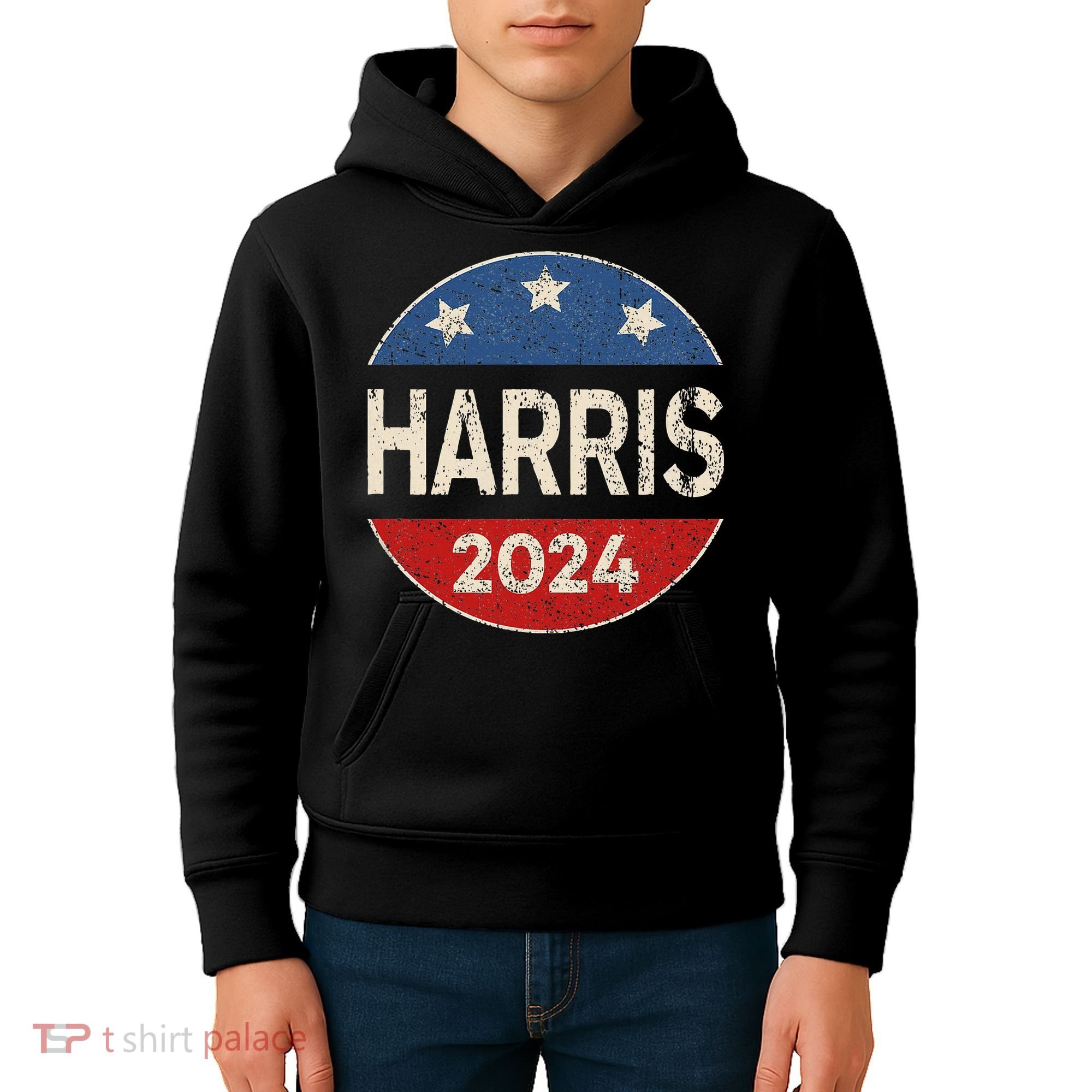 Kamala Harris 2024 For President Button Election Kids Hoodie