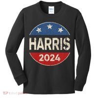 Kamala Harris 2024 For President Button Election Kids Long Sleeve Shirt thumb 0