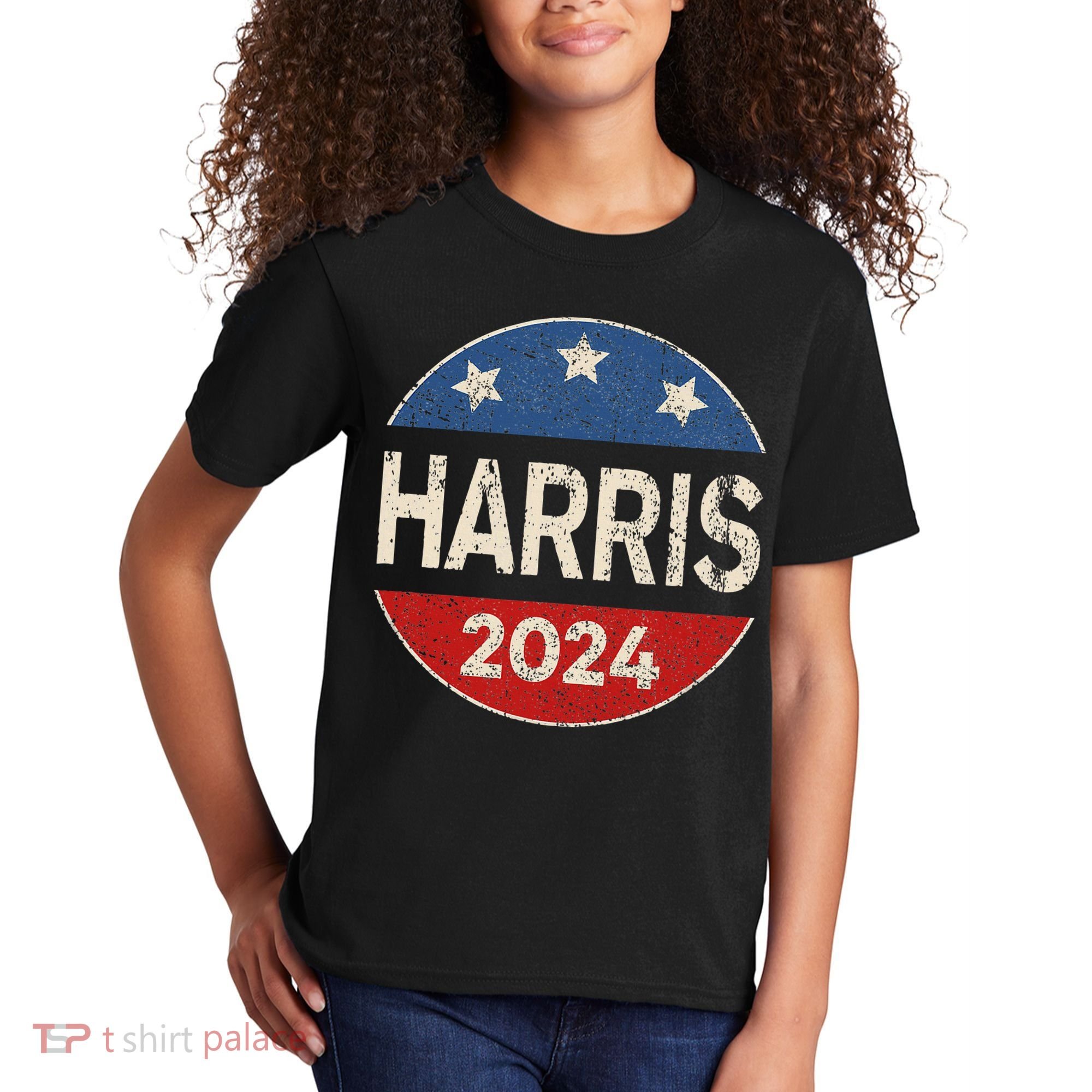 Kamala Harris 2024 For President Button Election Kids T-Shirt