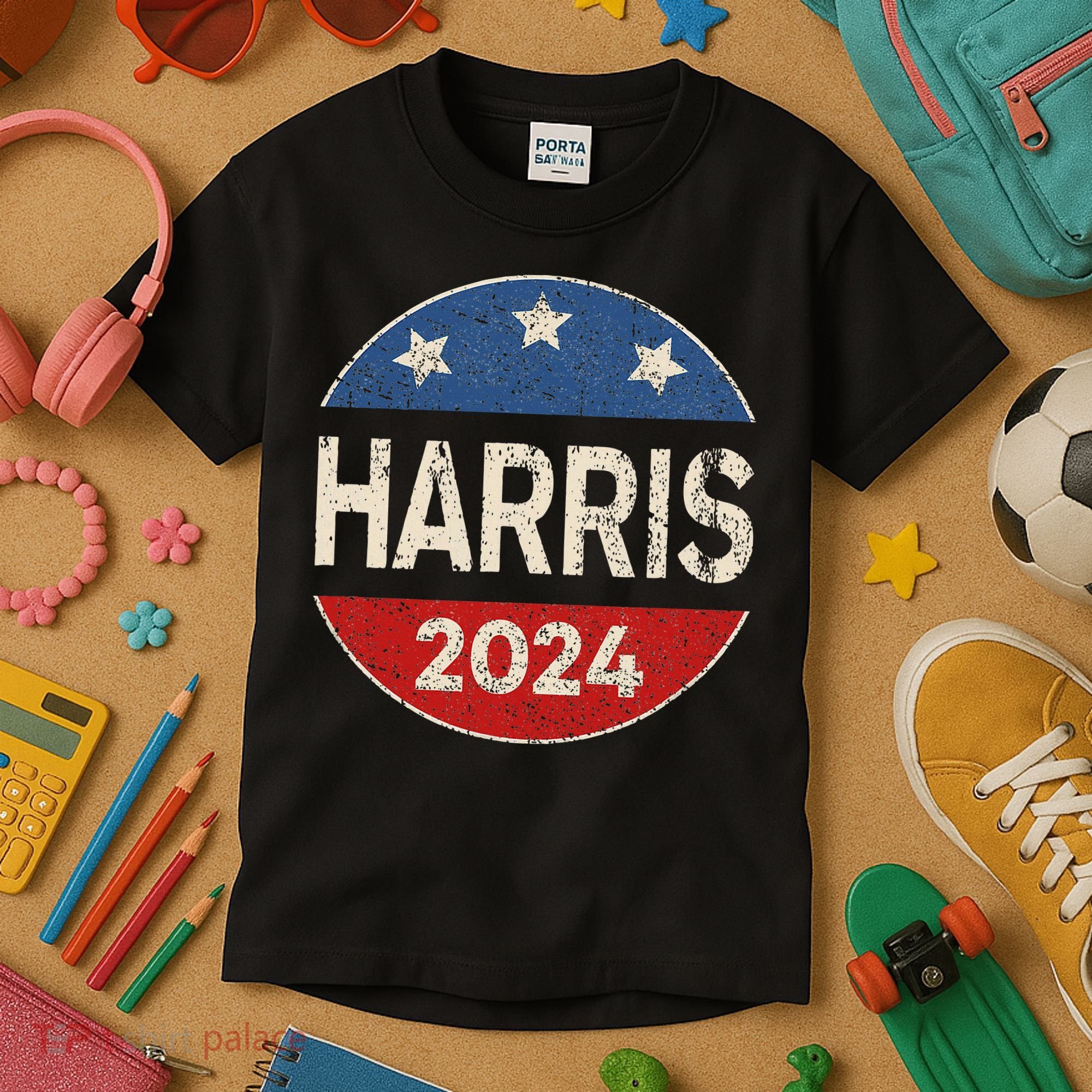 Kamala Harris 2024 For President Button Election Kids T-Shirt