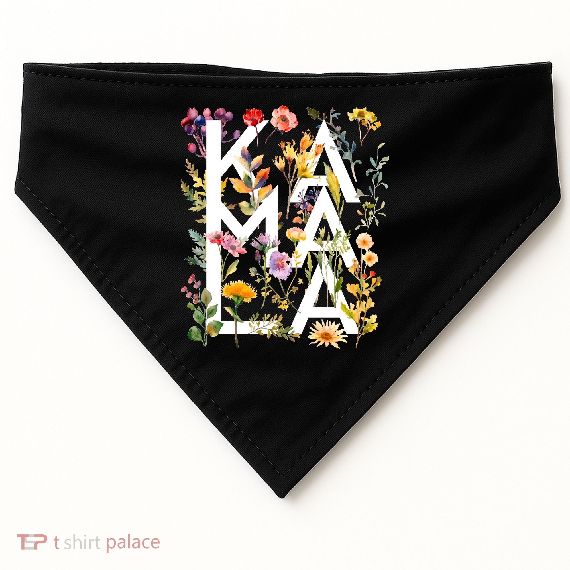 Kamala Harris 2024 Election Floral Flowers USA-Made Doggie Bandana