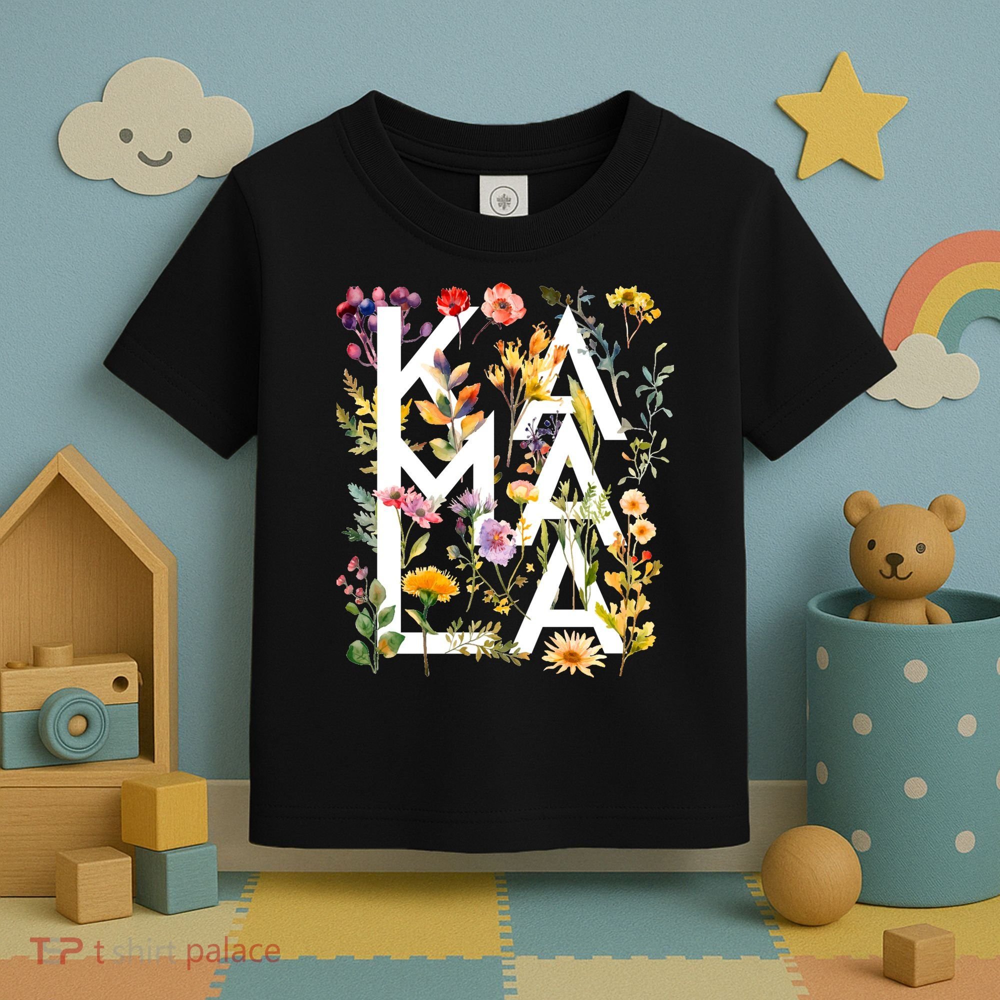 Kamala Harris 2024 Election Floral Flowers Toddler T-Shirt