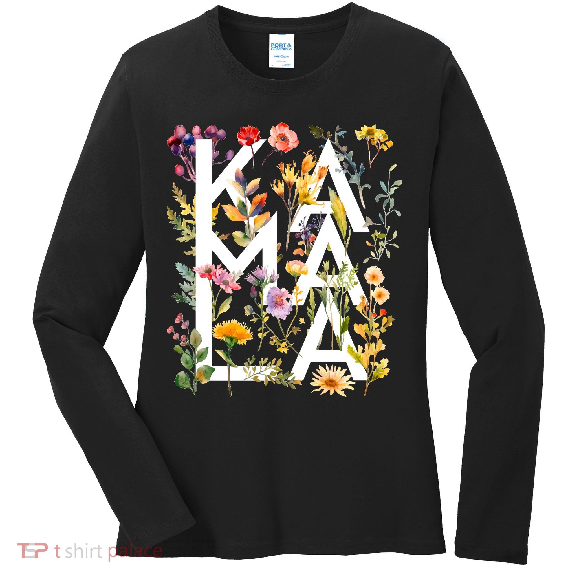 Kamala Harris 2024 Election Floral Flowers Women's Long Sleeve Shirt