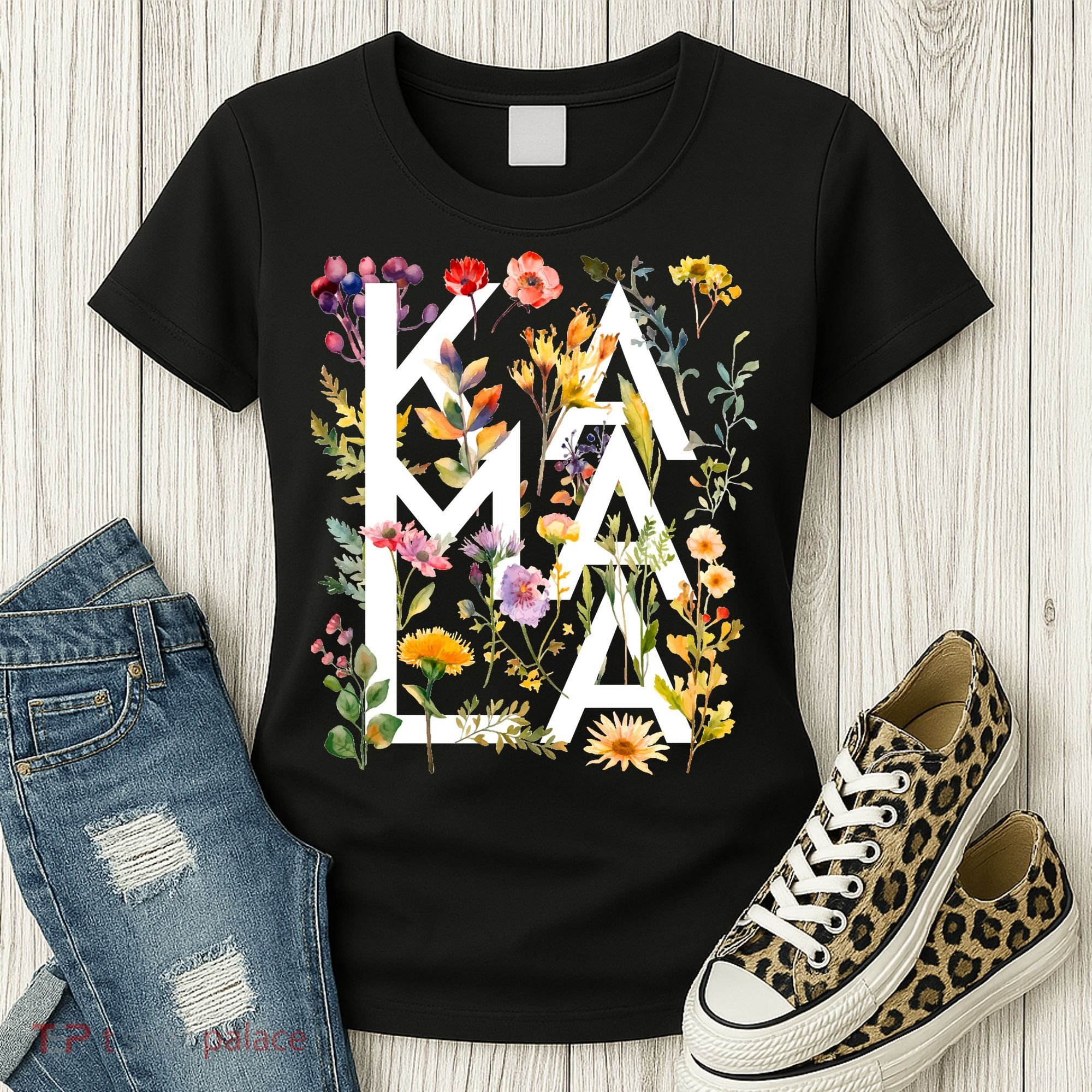 Kamala Harris 2024 Election Floral Flowers Women's T-Shirt