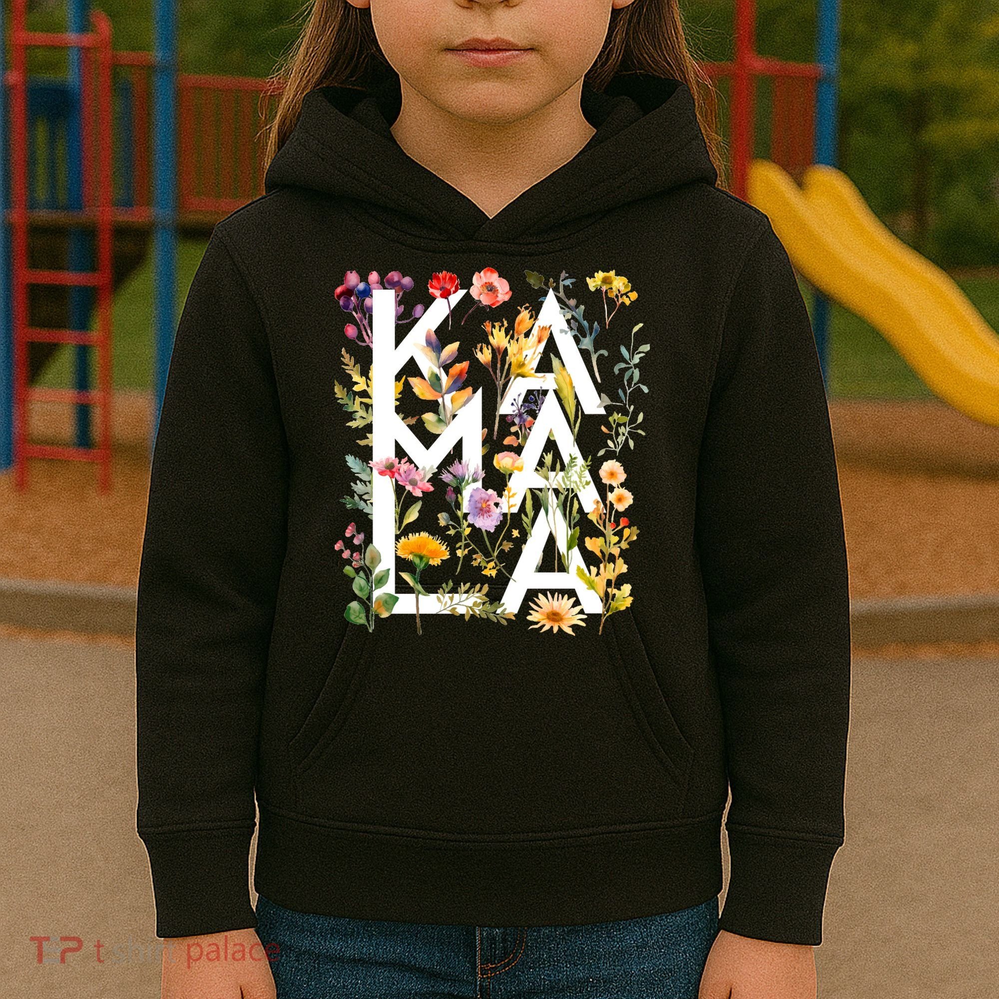 Kamala Harris 2024 Election Floral Flowers Kids Hoodie