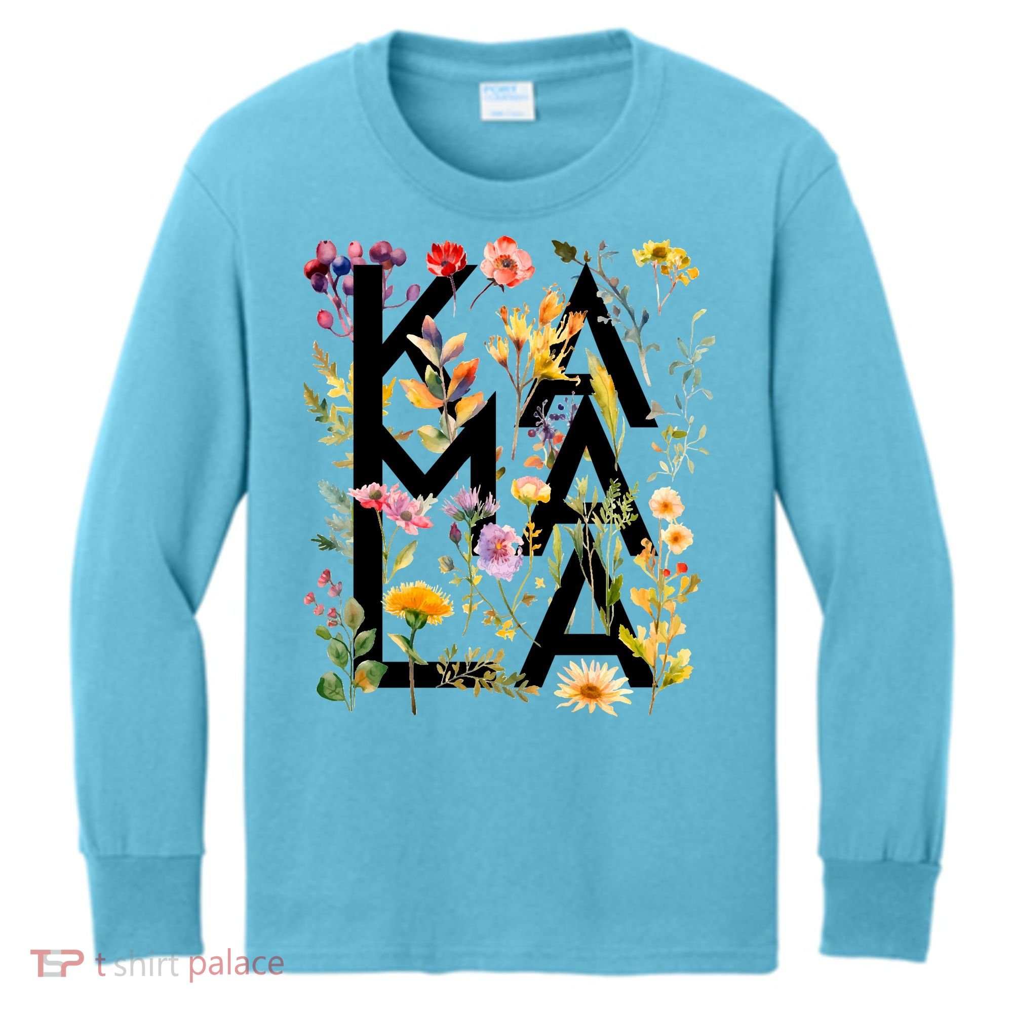 Kamala Harris 2024 Election Floral Flowers Kids Long Sleeve Shirt