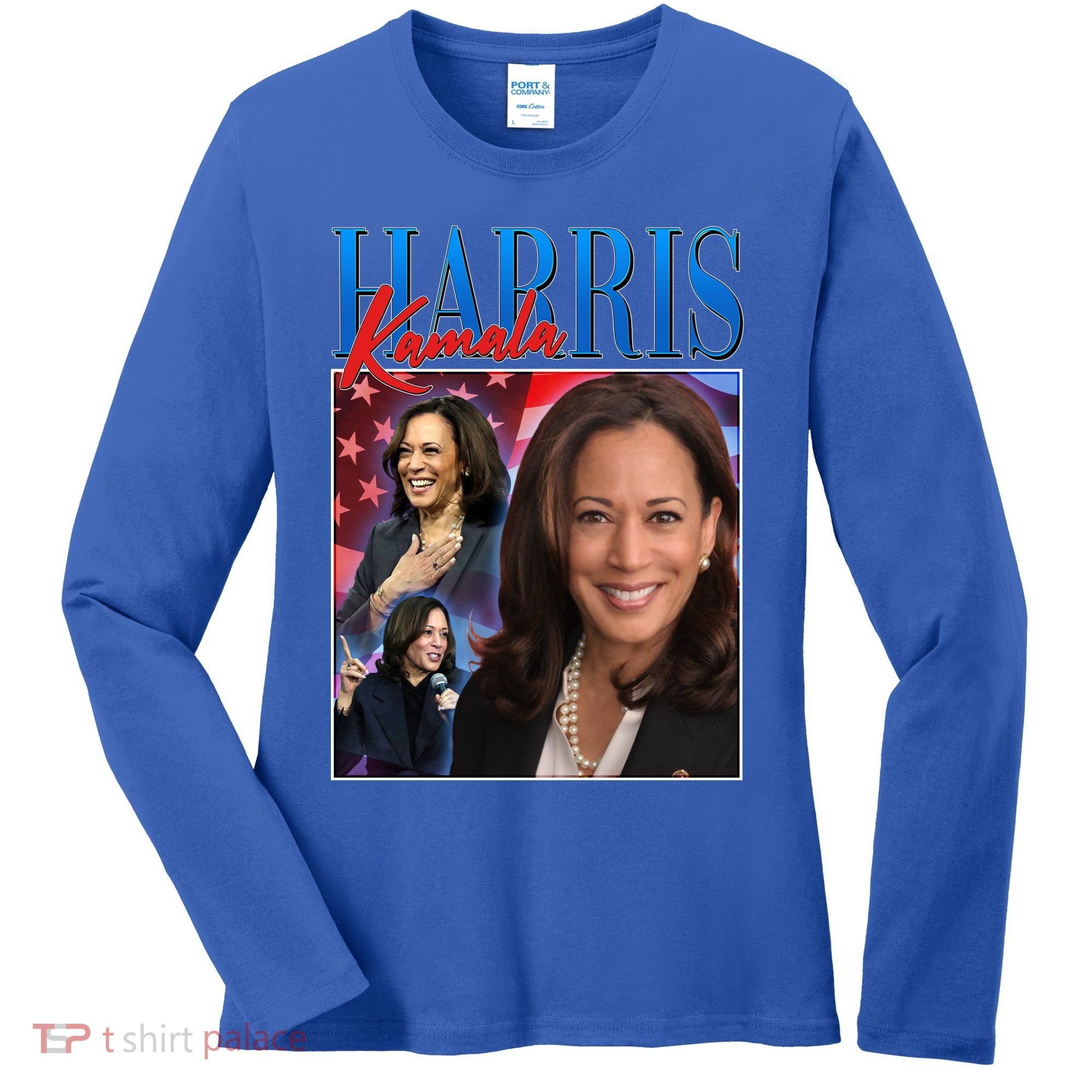 Kamala Harris 2024 Portrait Collage Women's Long Sleeve Shirt