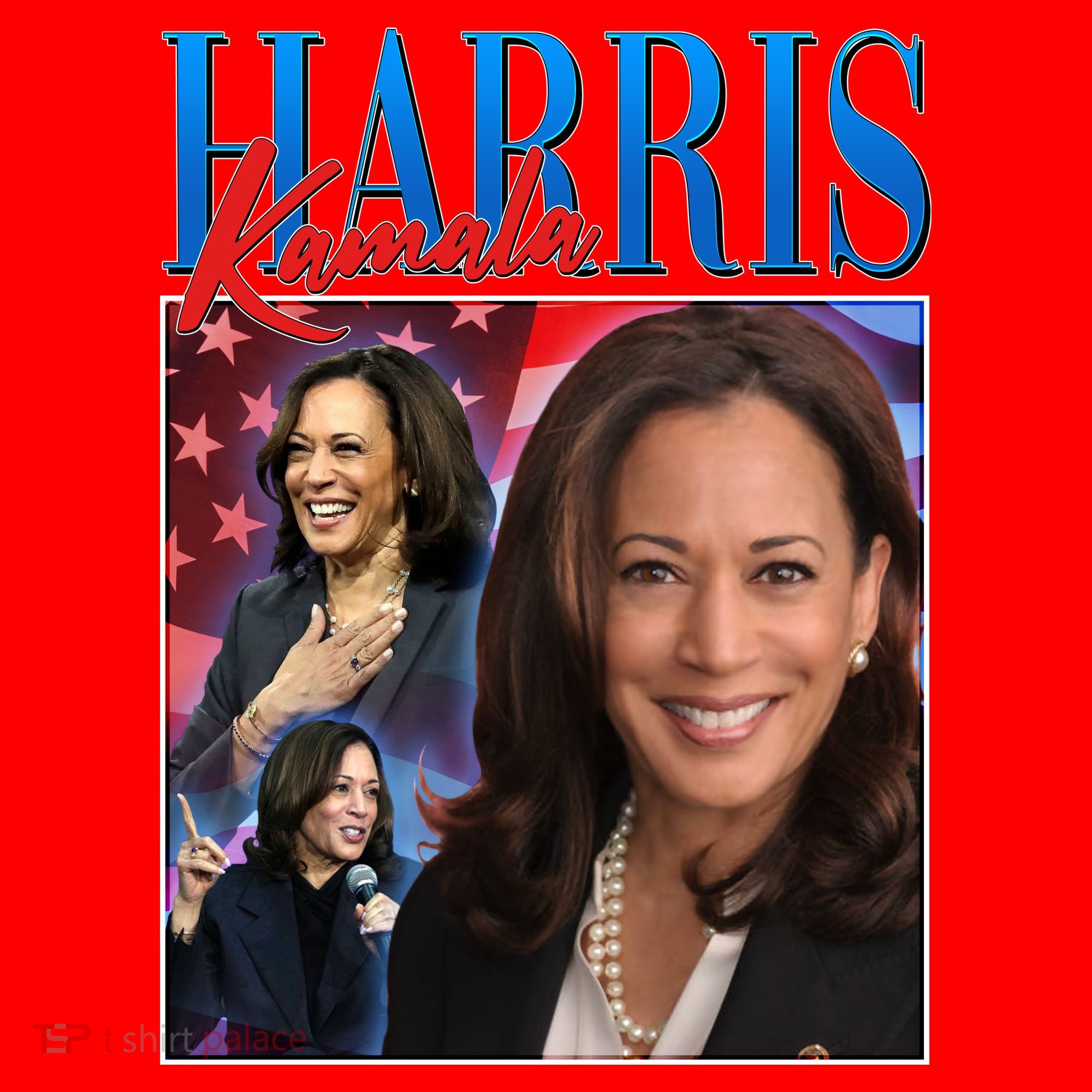 Kamala Harris 2024 Portrait Collage Santa Hat