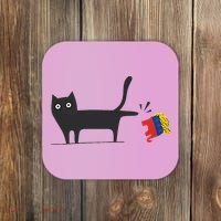 Kamala Harris 2024 Victory Black Cat Vs Gop Elephant Coaster thumb 0