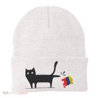 Kamala Harris 2024 Victory Black Cat Vs Gop Elephant Beanie thumb 0