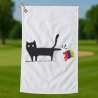 Kamala Harris 2024 Victory Black Cat Vs Gop Elephant Golf Towel thumb 1
