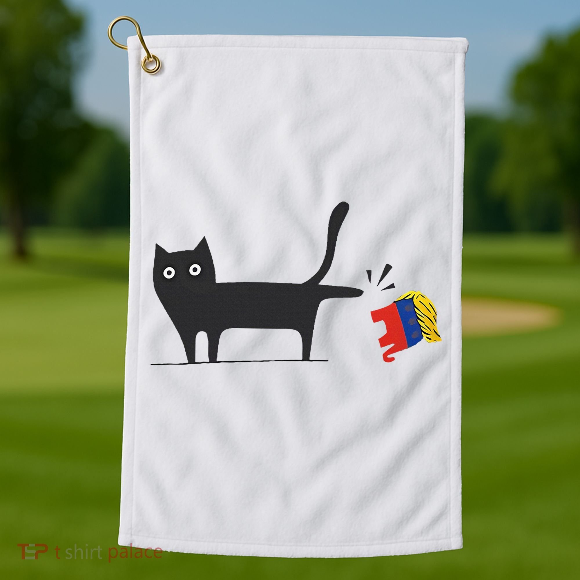 Kamala Harris 2024 Victory Black Cat Vs Gop Elephant Golf Towel