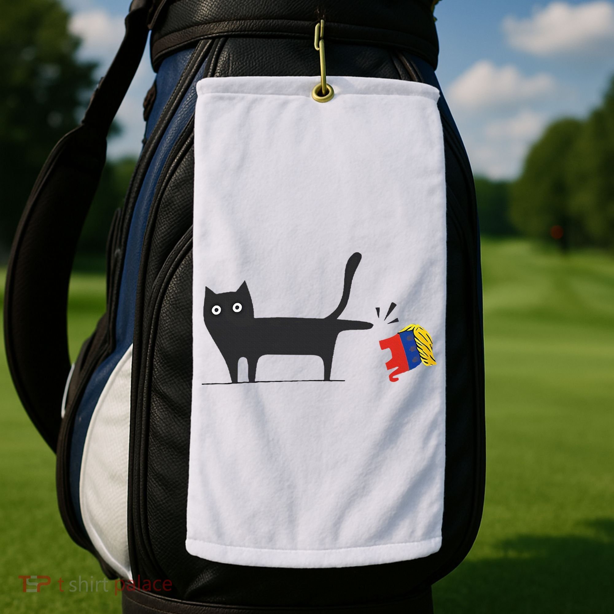 Kamala Harris 2024 Victory Black Cat Vs Gop Elephant Golf Towel