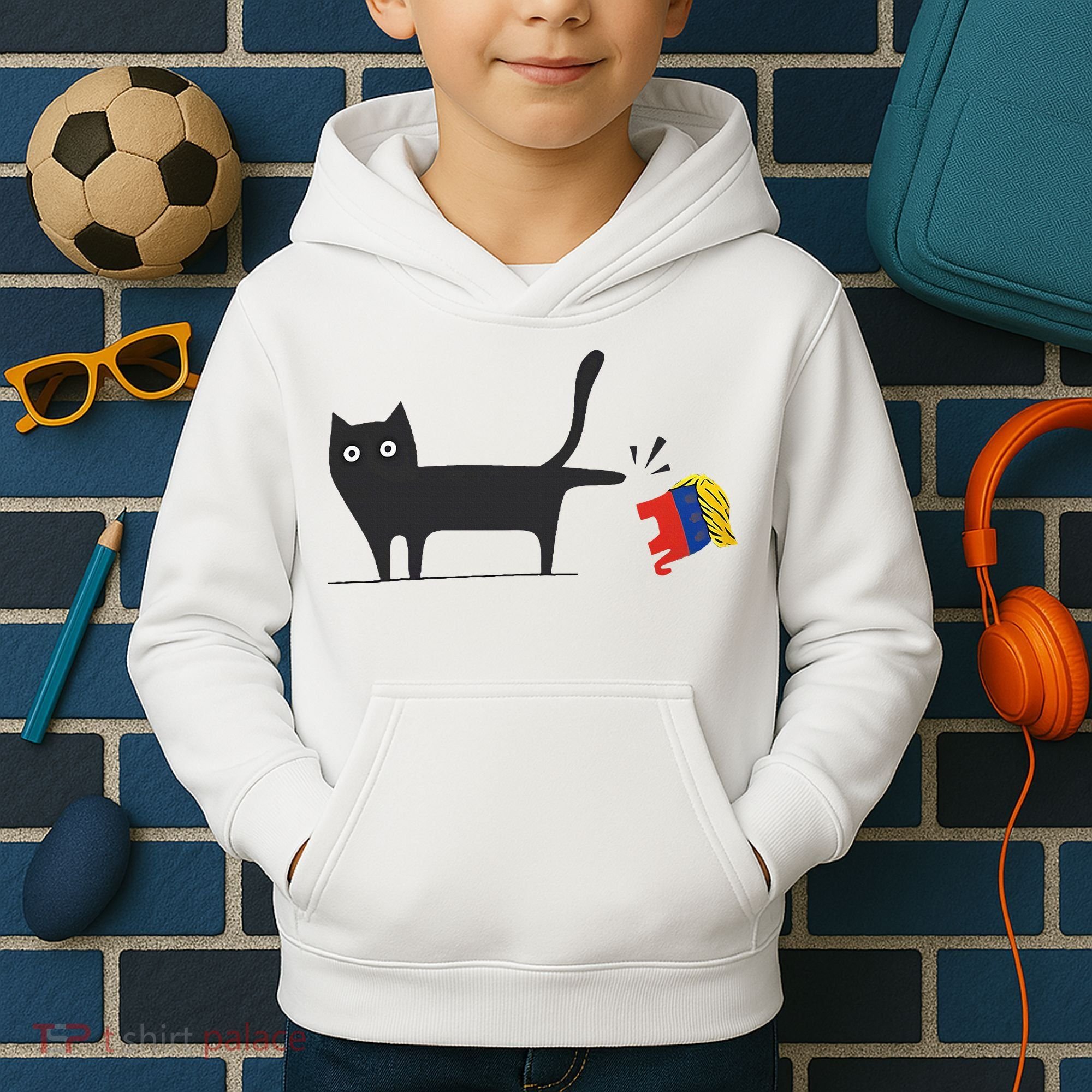Kamala Harris 2024 Victory Black Cat Vs Gop Elephant Kids Hoodie