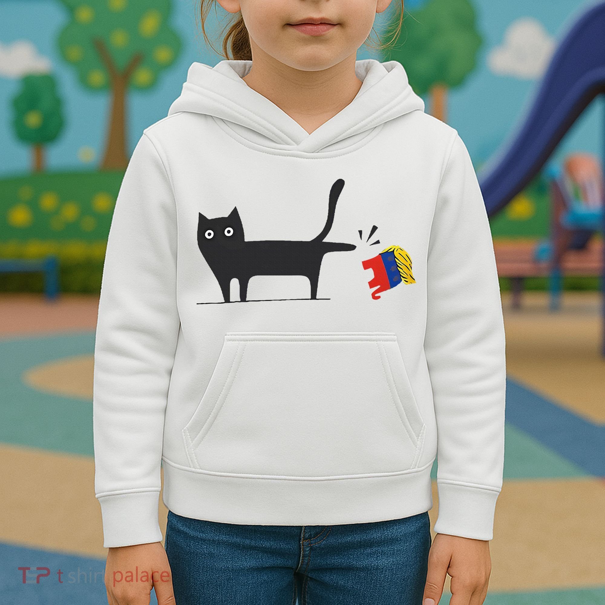 Kamala Harris 2024 Victory Black Cat Vs Gop Elephant Kids Hoodie
