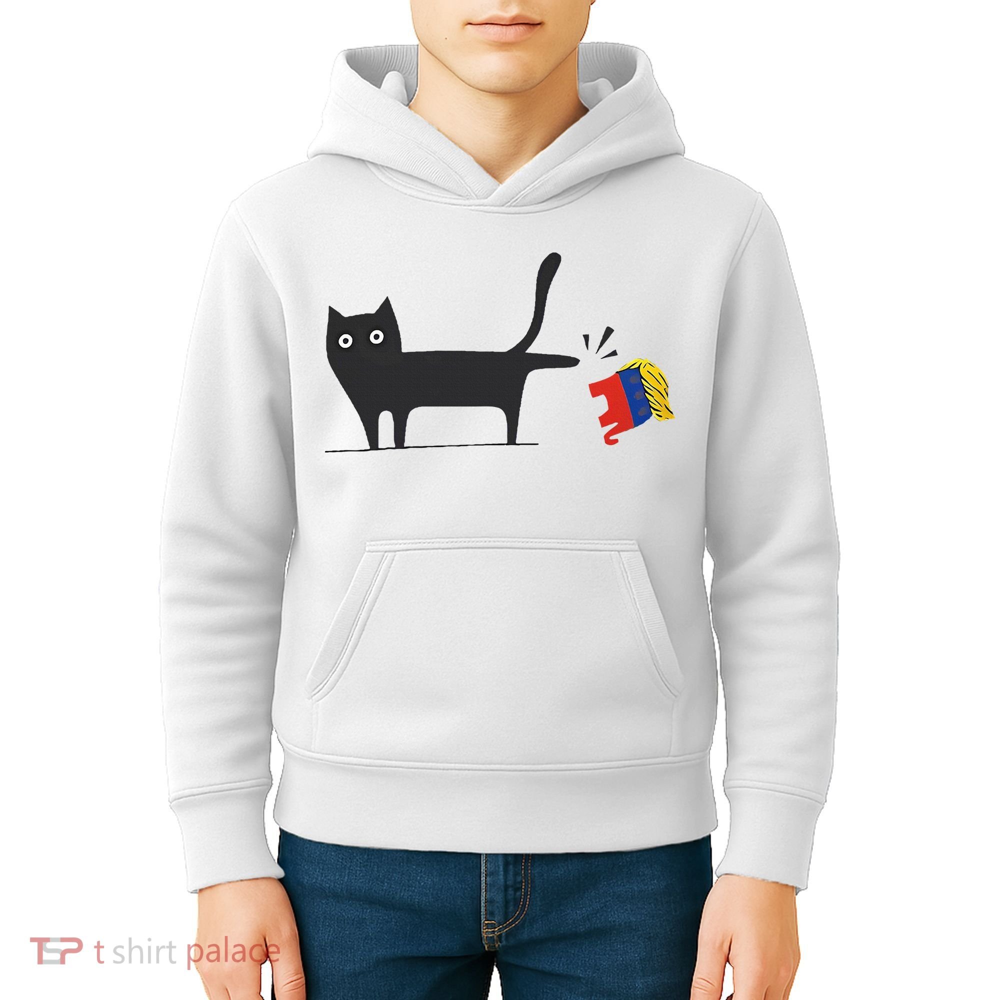 Kamala Harris 2024 Victory Black Cat Vs Gop Elephant Kids Hoodie