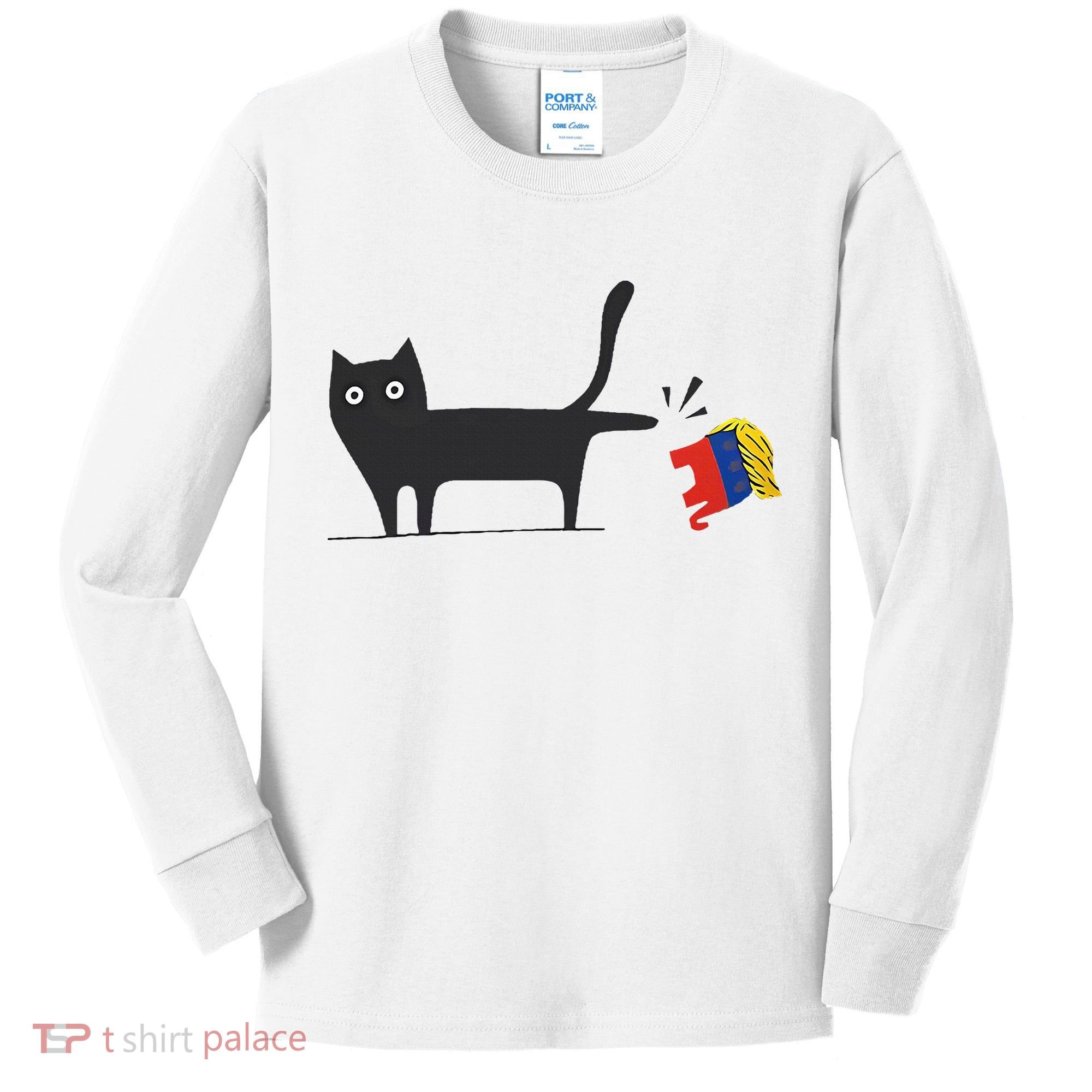 Kamala Harris 2024 Victory Black Cat Vs Gop Elephant Kids Long Sleeve Shirt