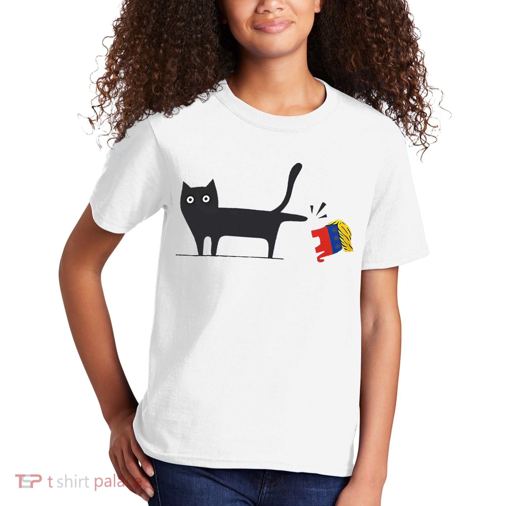 Kamala Harris 2024 Victory Black Cat Vs Gop Elephant Kids T-Shirt