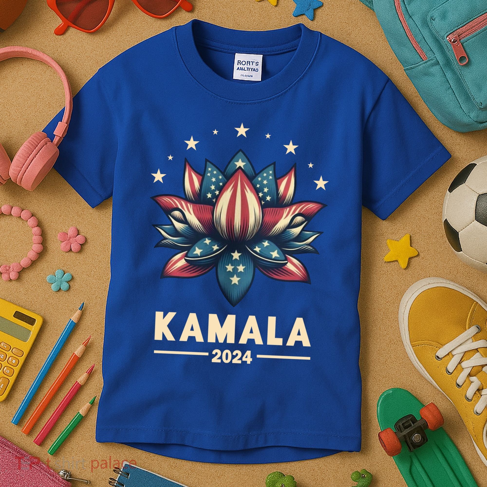 Kamala Harris 2024 Presidential Campaign American Lotus Kids T-Shirt