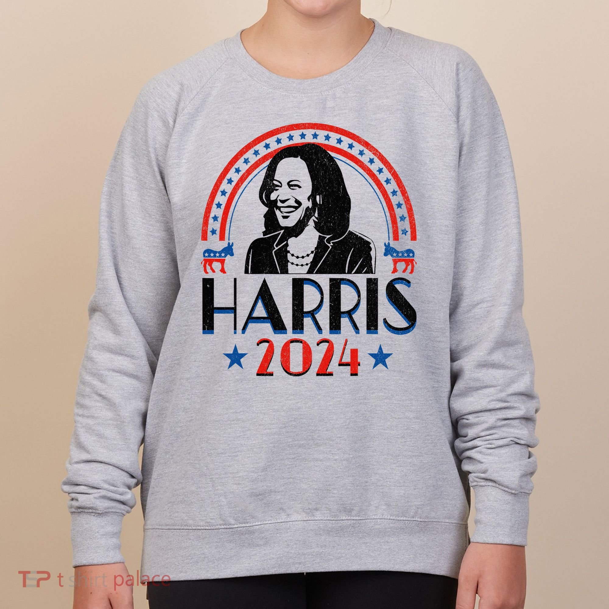 Kamala Harris 2024 Madam President Retro Vote Democrat Women's Sweatshirt