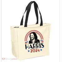 Kamala Harris 2024 Madam President Retro Vote Democrat Tote Bag thumb 2