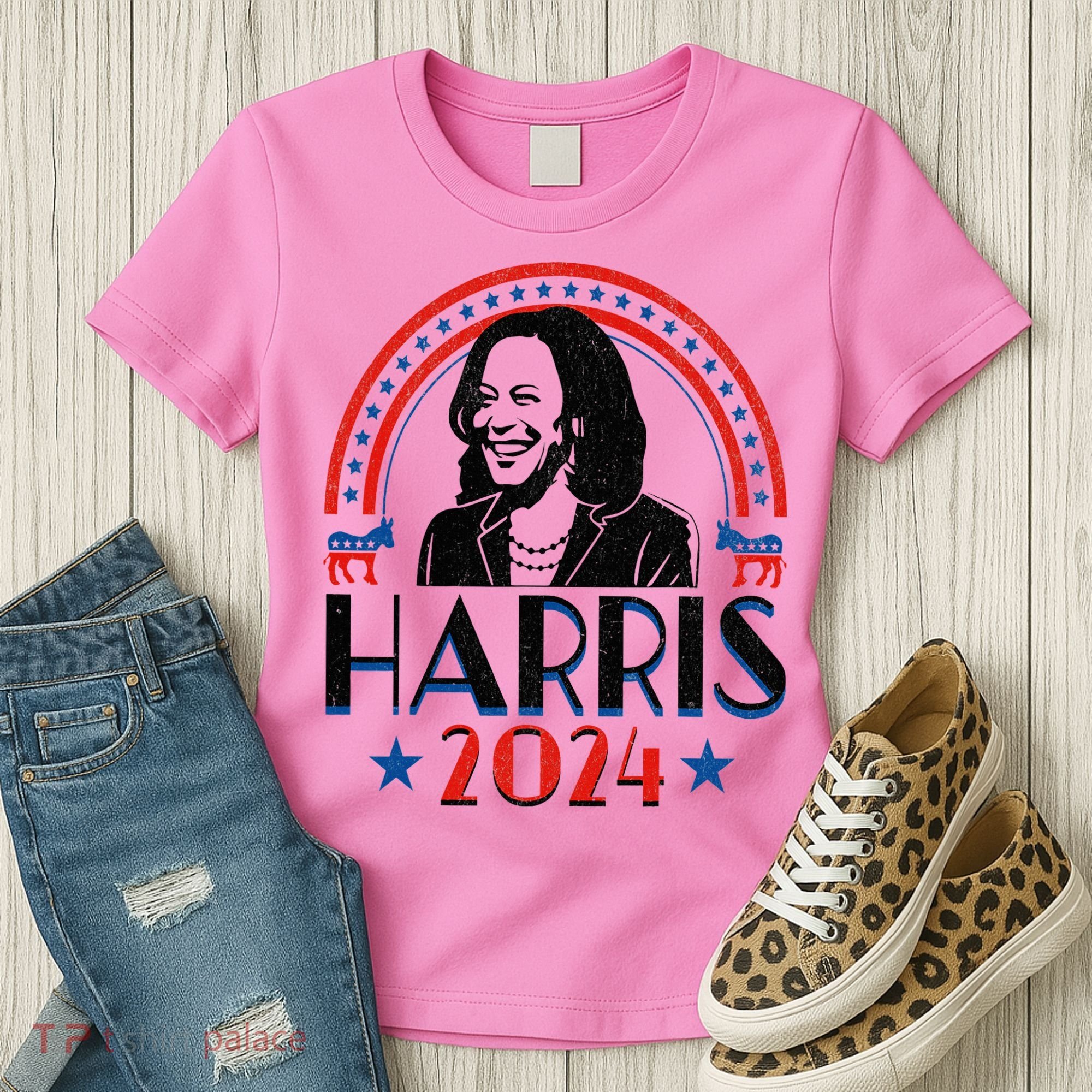 Kamala Harris 2024 Madam President Retro Vote Democrat Women's T-Shirt