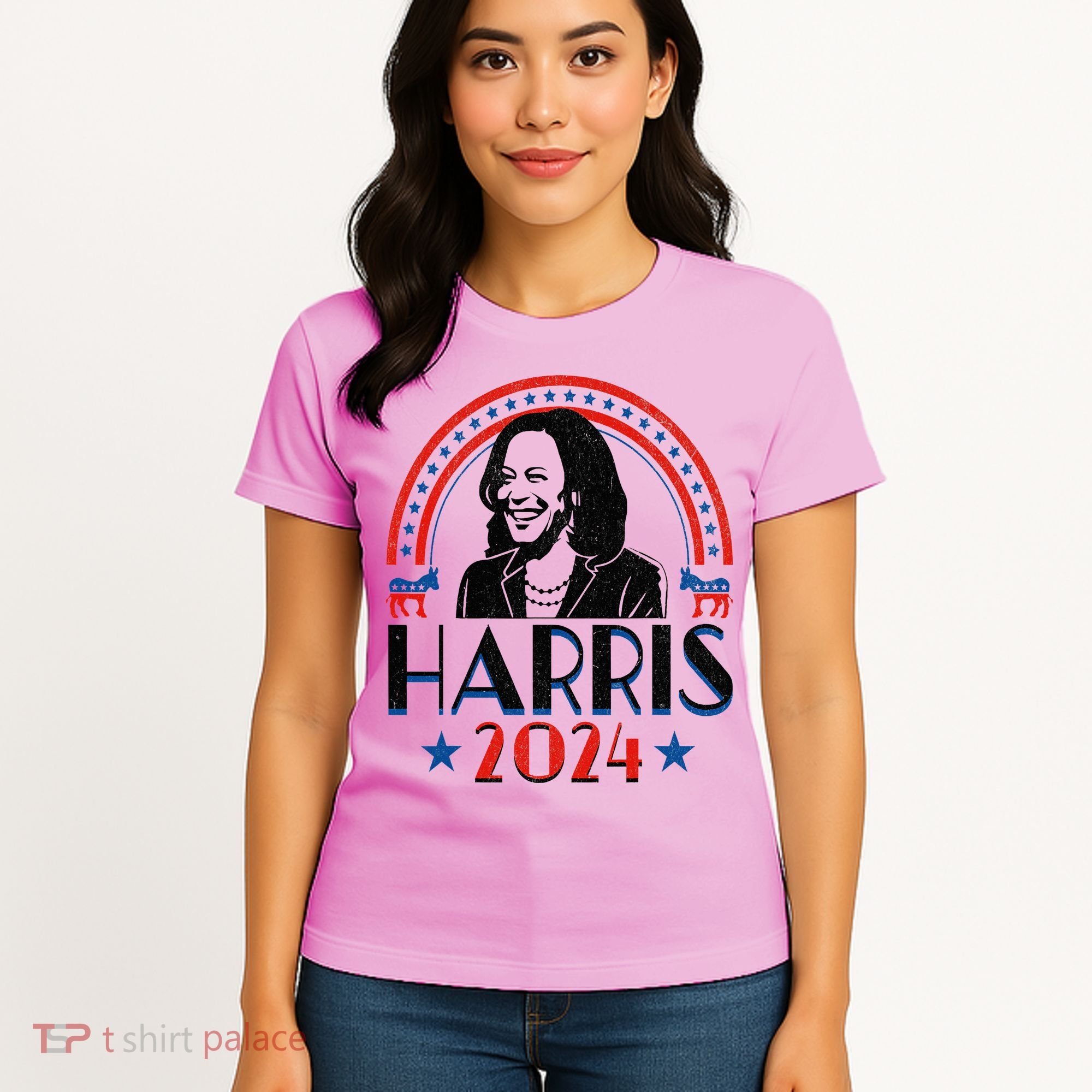 Kamala Harris 2024 Madam President Retro Vote Democrat Women's T-Shirt