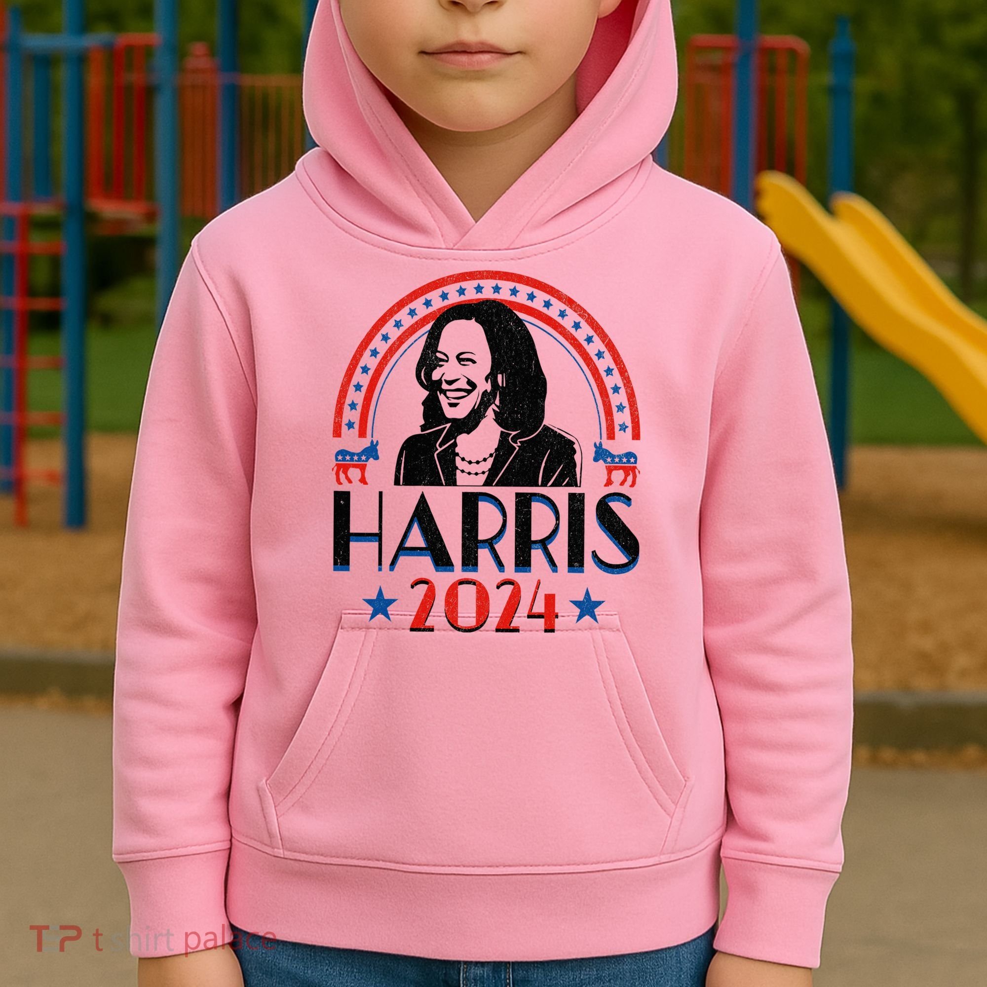 Kamala Harris 2024 Madam President Retro Vote Democrat Kids Hoodie