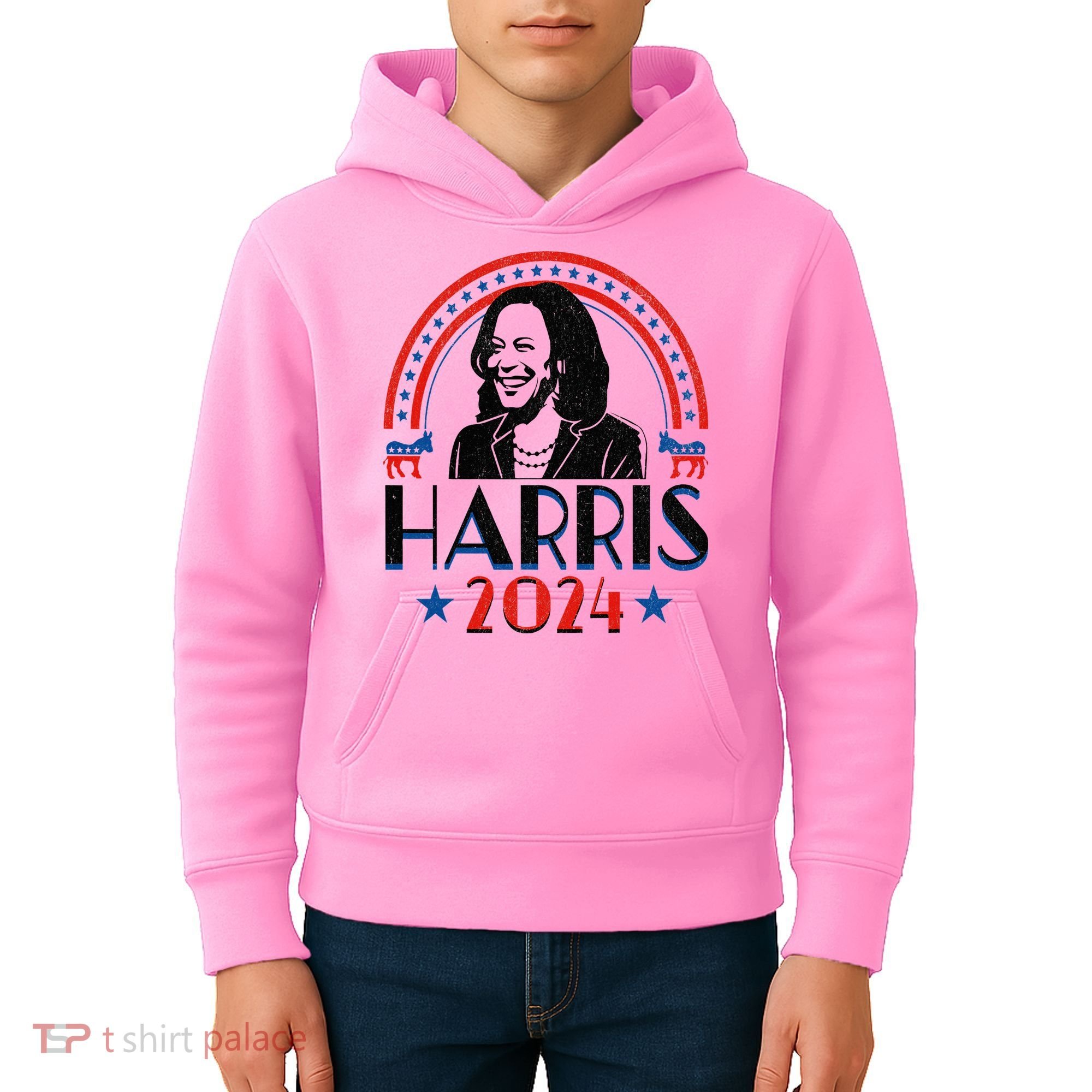 Kamala Harris 2024 Madam President Retro Vote Democrat Kids Hoodie
