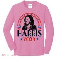 Kamala Harris 2024 Madam President Retro Vote Democrat Kids Long Sleeve Shirt thumb 0