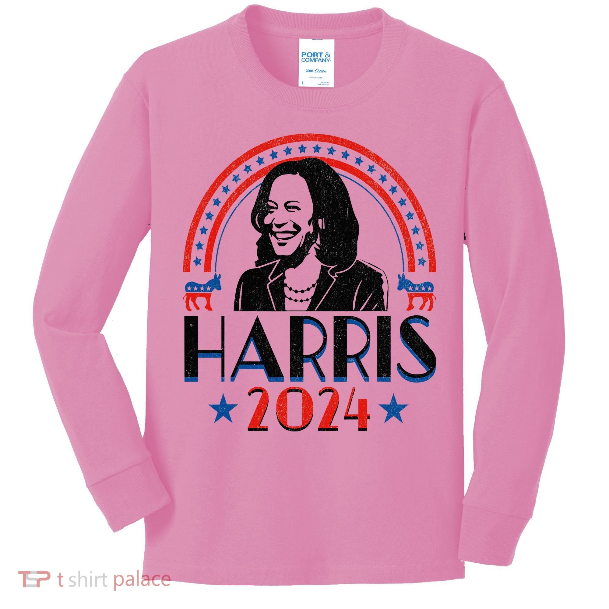 Kamala Harris 2024 Madam President Retro Vote Democrat Kids Long Sleeve Shirt