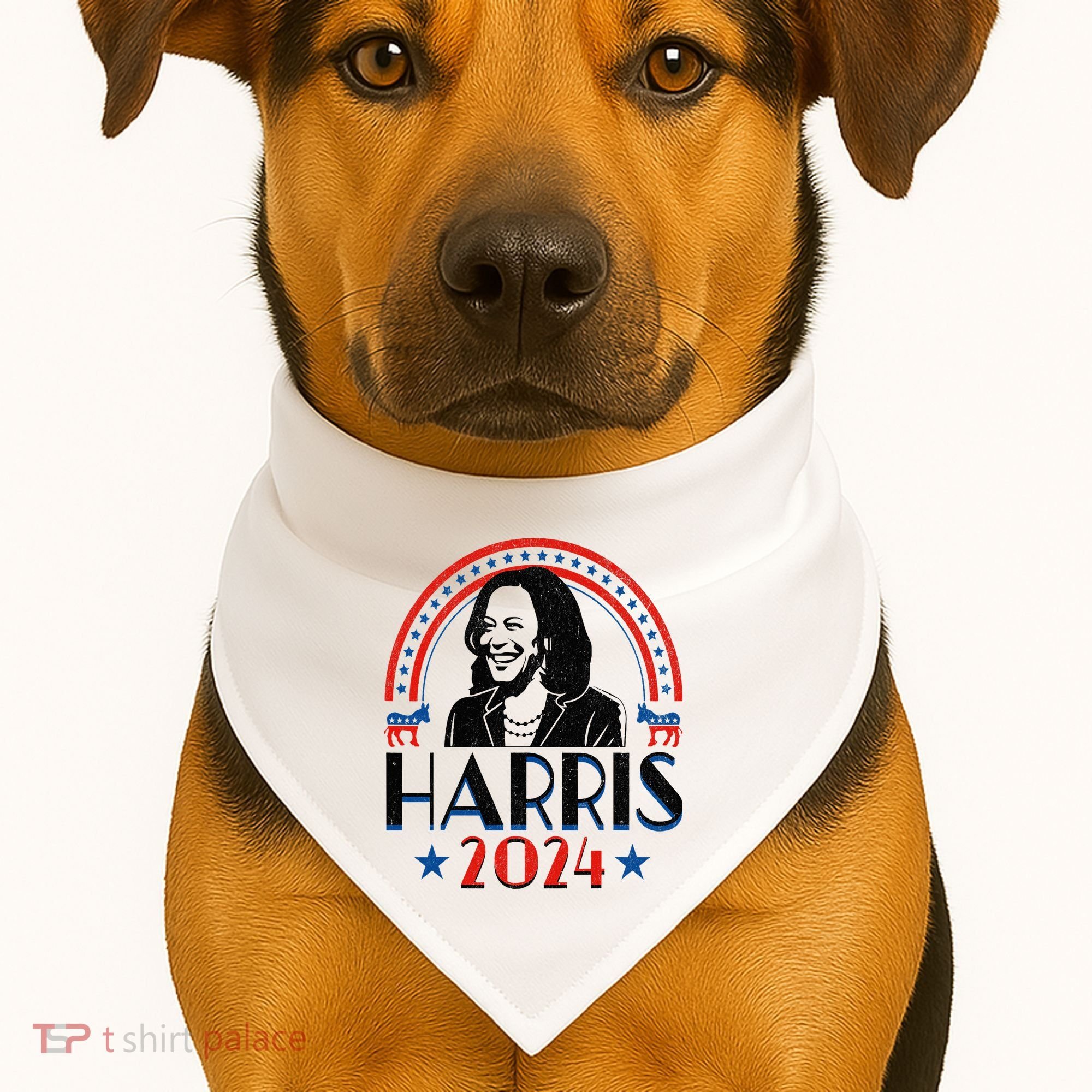 Kamala Harris 2024 Madam President Retro Vote Democrat USA-Made Doggie Bandana