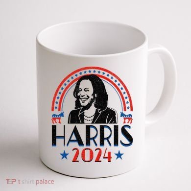Kamala Harris 2024 Madam President Retro Vote Democrat Coffee Mug back