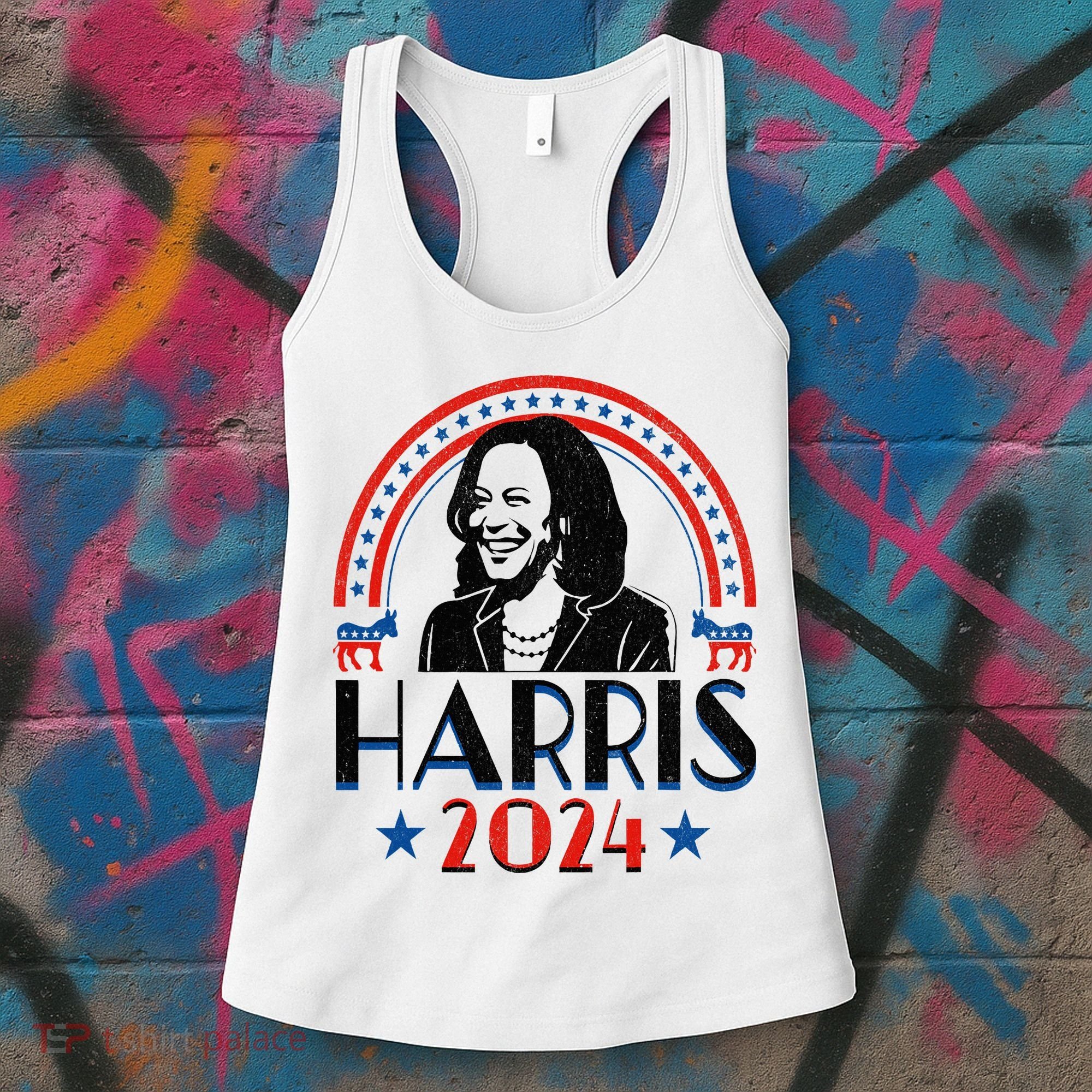 Kamala Harris 2024 Madam President Retro Vote Democrat Women's Tank Top