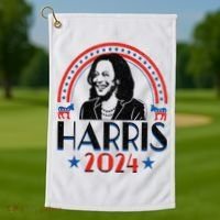 Kamala Harris 2024 Madam President Retro Vote Democrat Golf Towel thumb 1