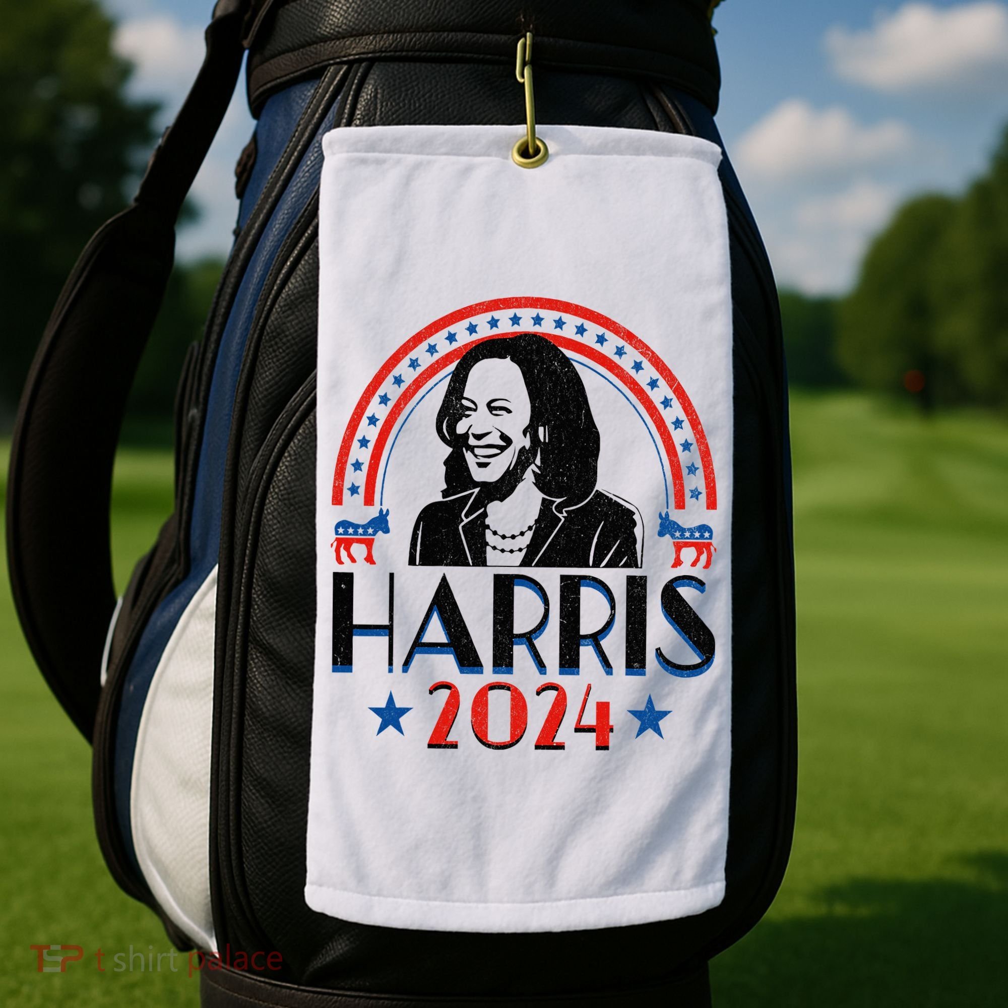 Kamala Harris 2024 Madam President Retro Vote Democrat Golf Towel