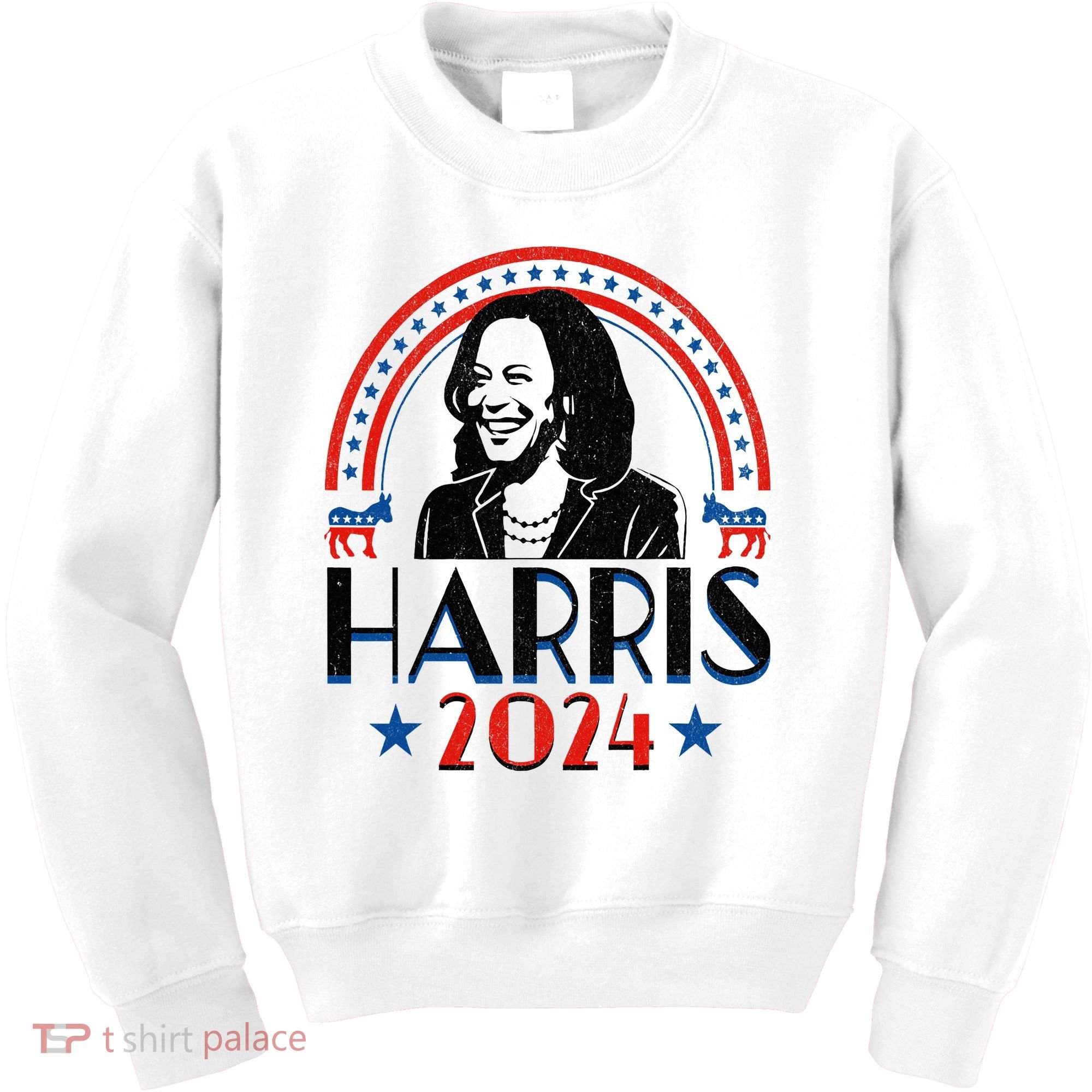 Kamala Harris 2024 Madam President Retro Vote Democrat Kids Sweatshirt