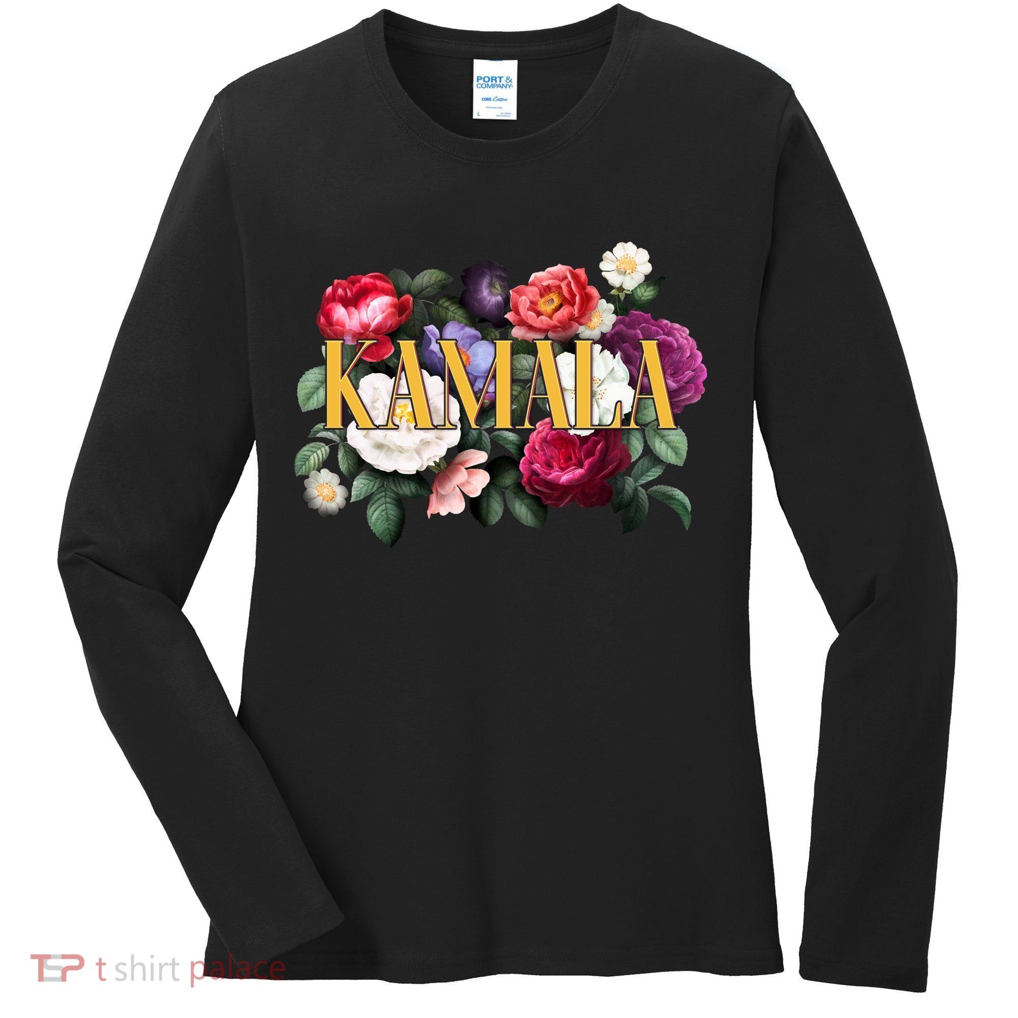 Kamala Harris 2024 Cute Beautiful Floral Flowers Women's Long Sleeve Shirt