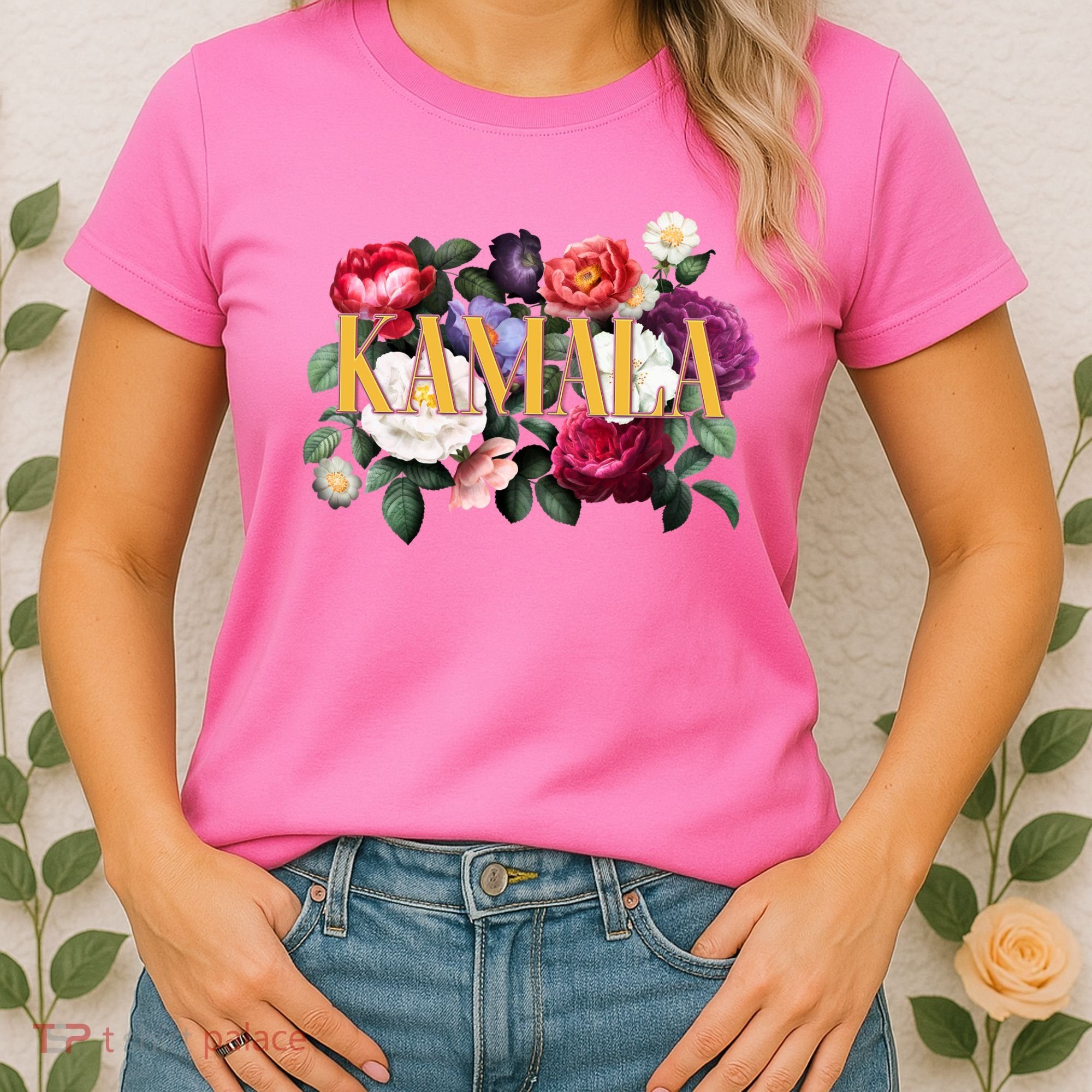 Kamala Harris 2024 Cute Beautiful Floral Flowers Women's T-Shirt
