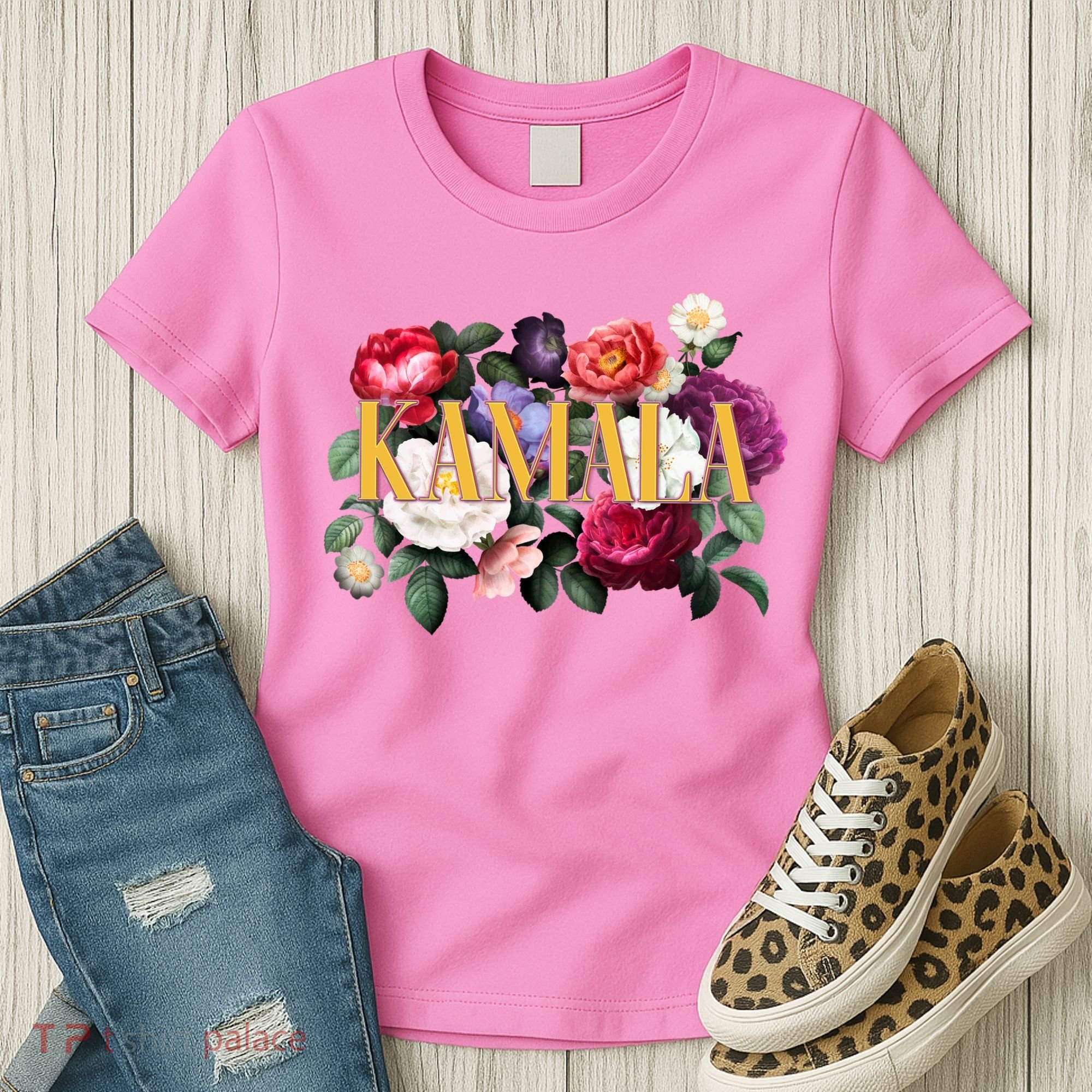 Kamala Harris 2024 Cute Beautiful Floral Flowers Women's T-Shirt