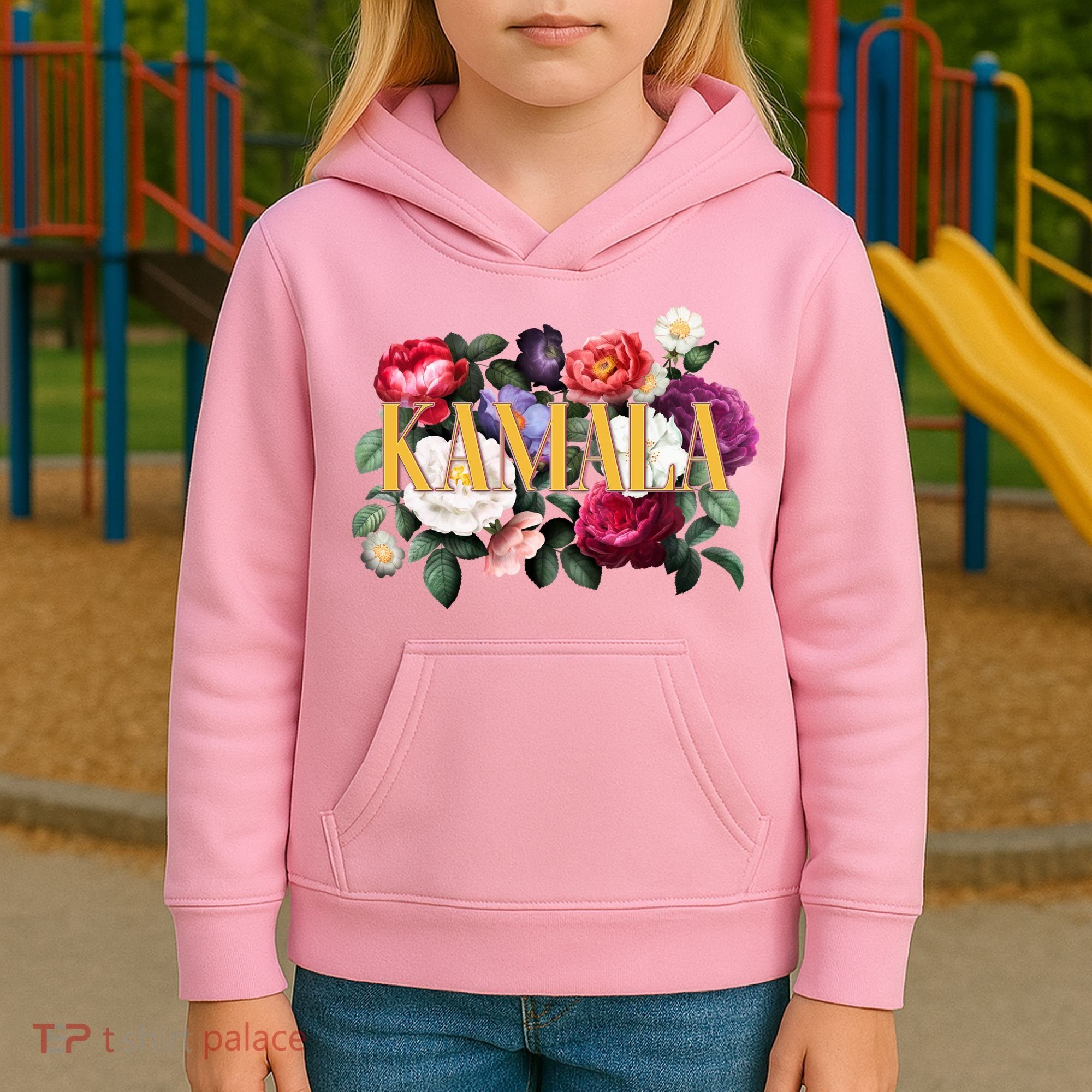 Kamala Harris 2024 Cute Beautiful Floral Flowers Kids Hoodie