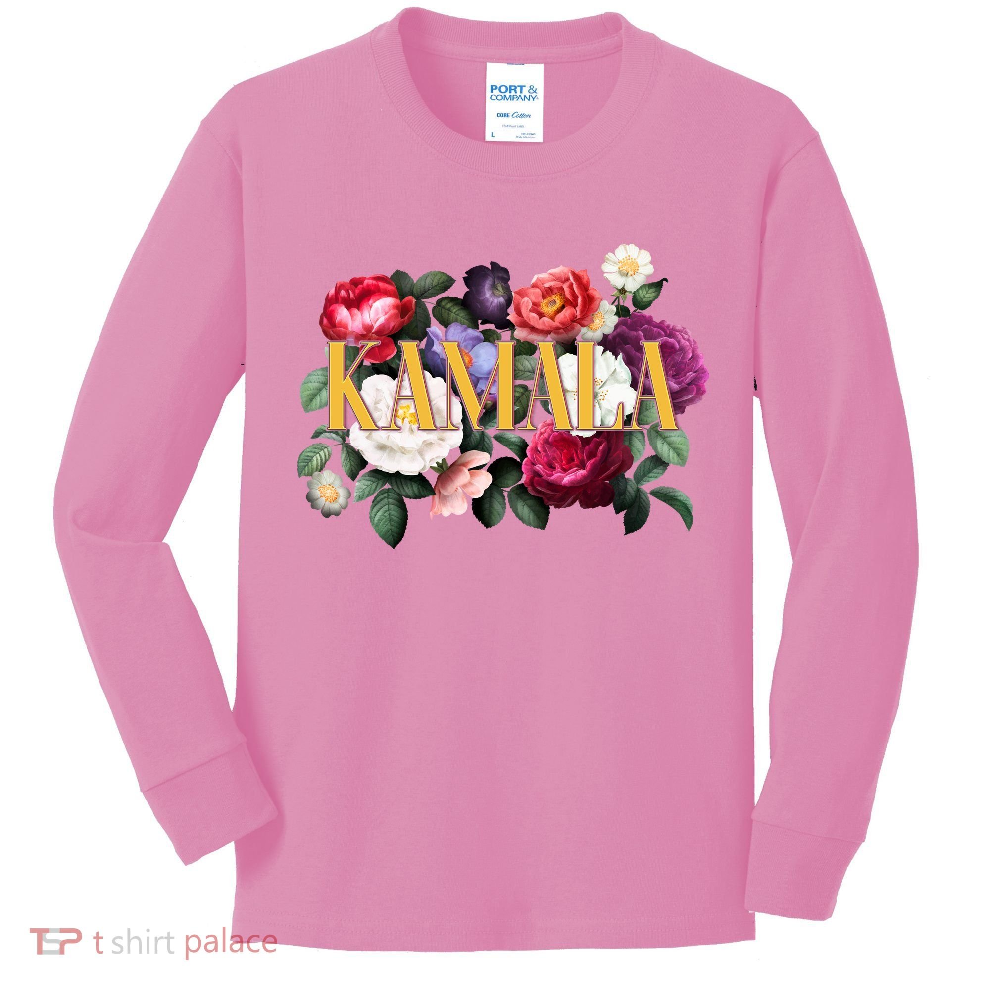 Kamala Harris 2024 Cute Beautiful Floral Flowers Kids Long Sleeve Shirt
