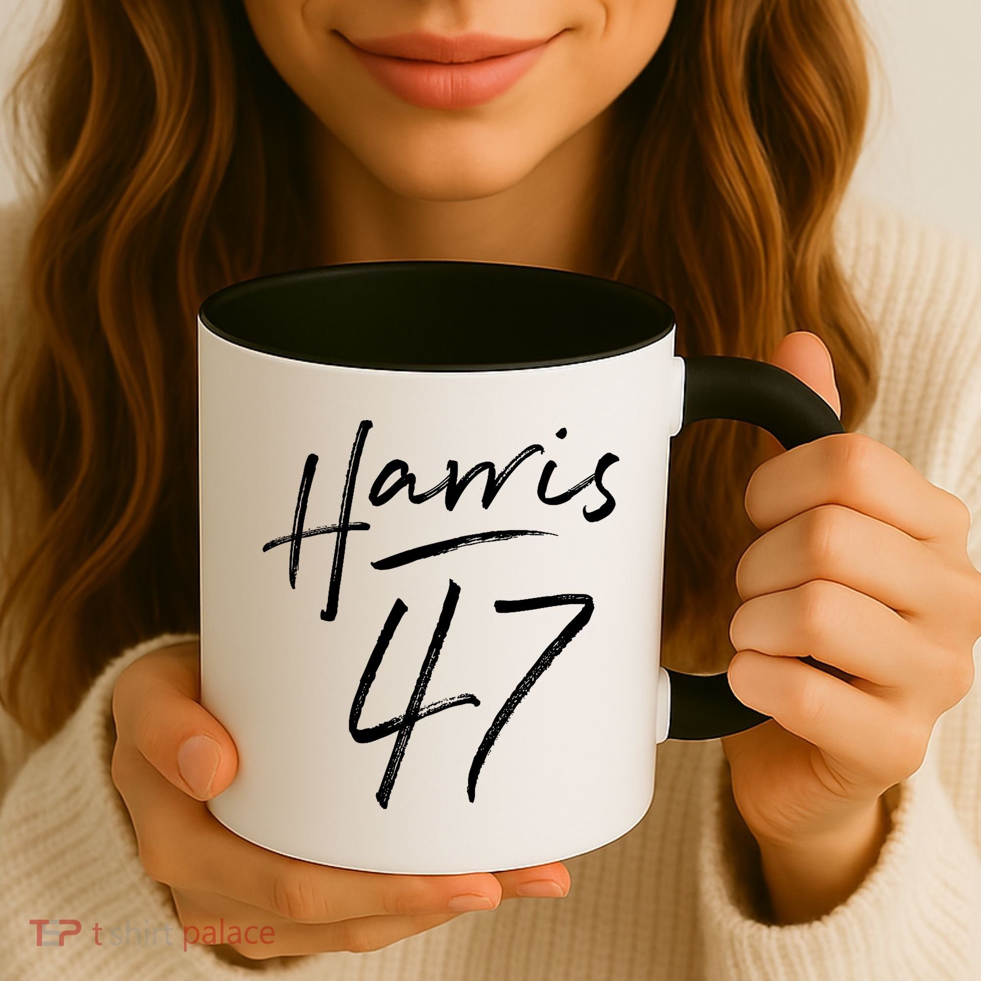 Kamala Harris 47 Feminine Script Coffee Mug