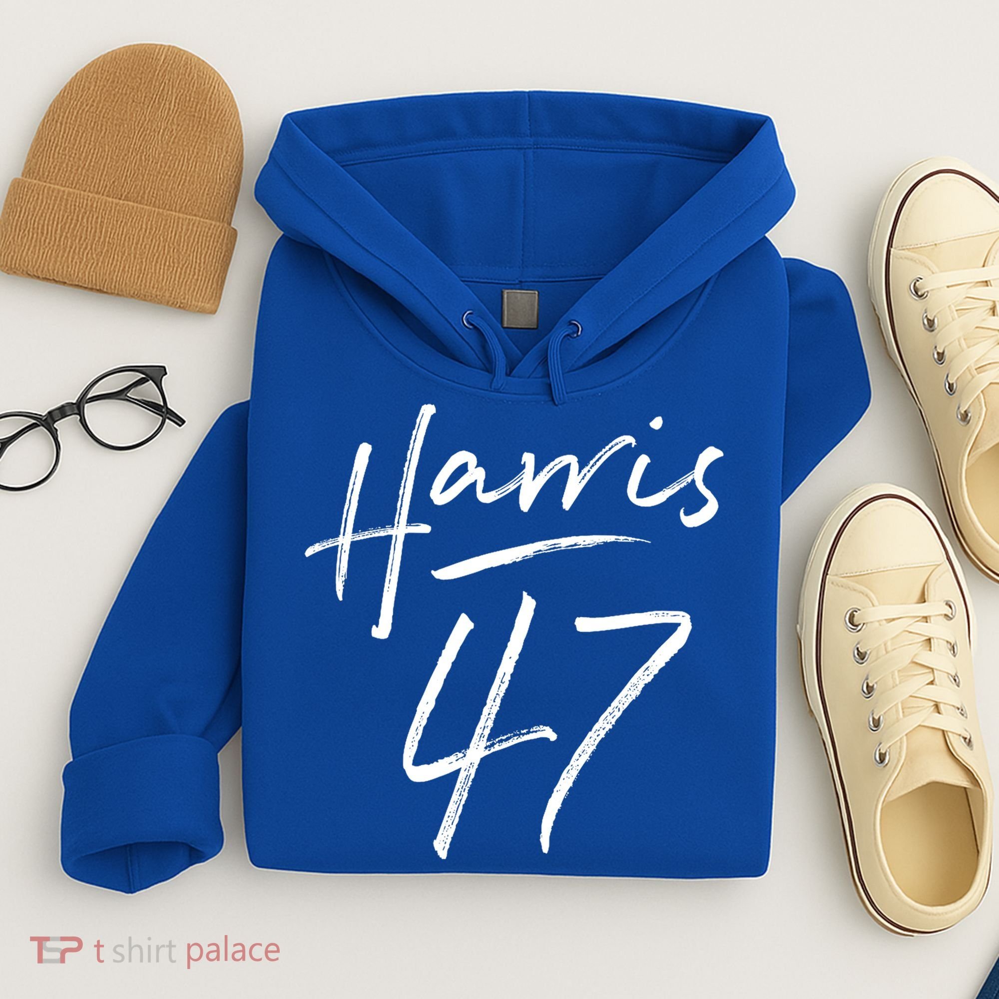Kamala Harris 47 Feminine Script Hoodie