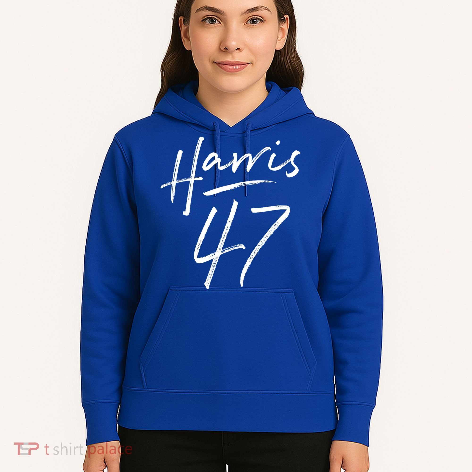 Kamala Harris 47 Feminine Script Hoodie