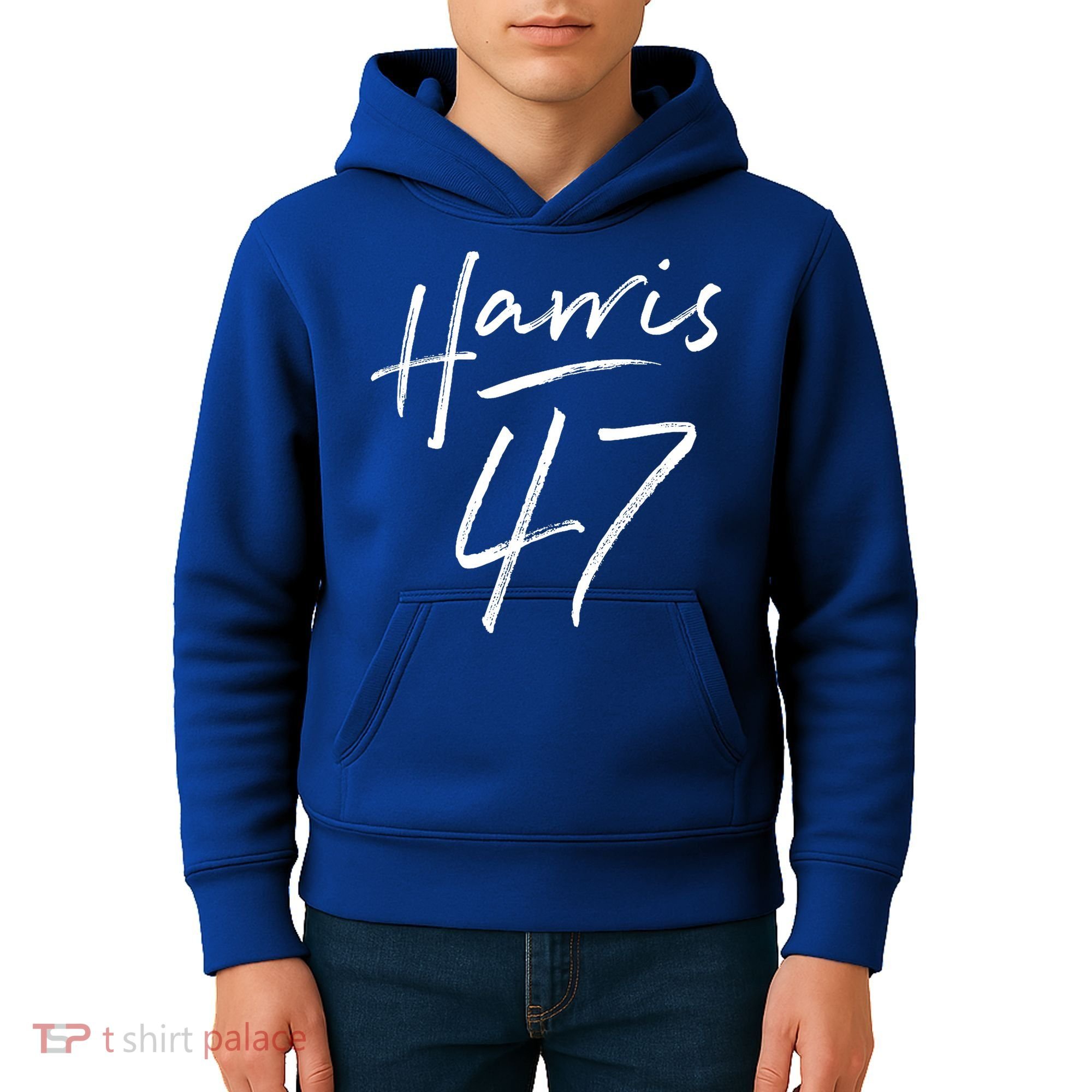 Kamala Harris 47 Feminine Script Kids Hoodie