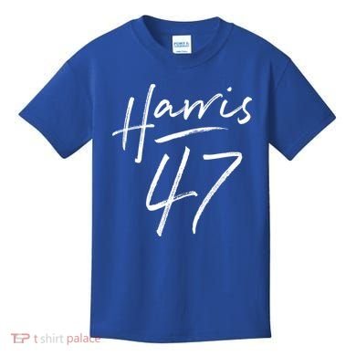 Kamala Harris 47 Feminine Script Kids T-Shirt