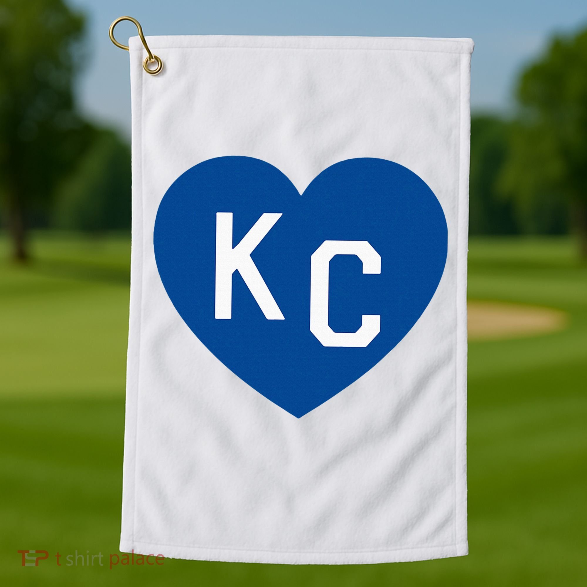 Kc Heart Blue Kansas City Golf Towel